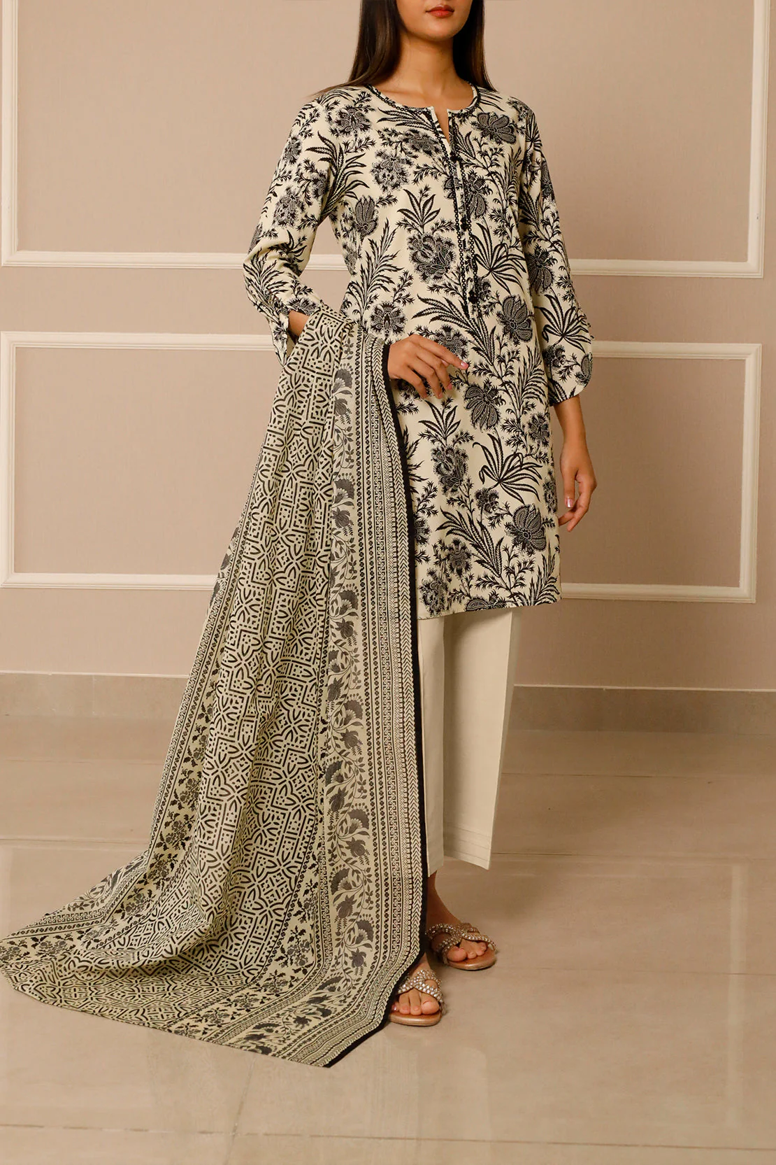 Unstitched Printed Lawn 3 Piece