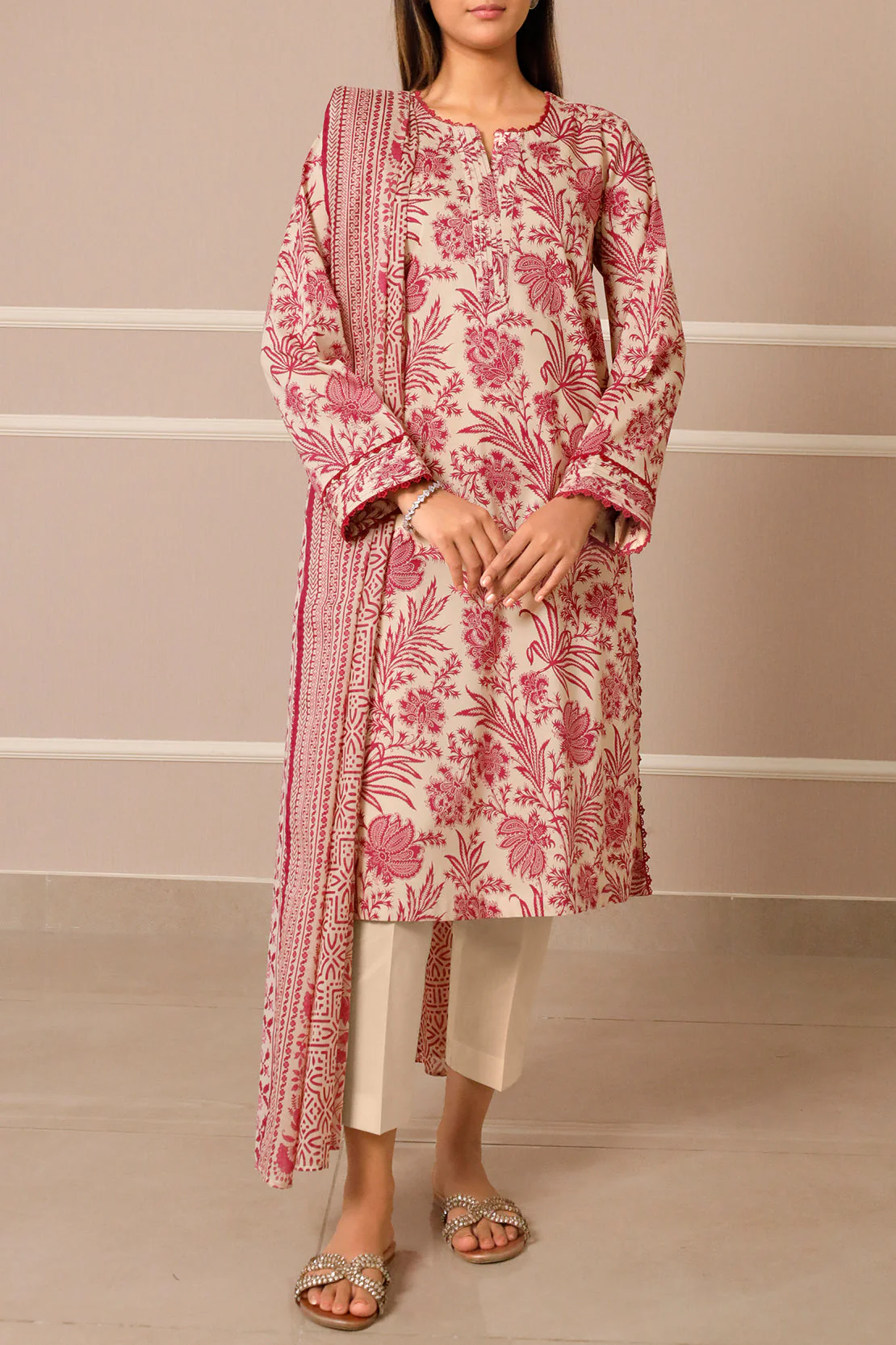 Unstitched Printed Lawn 3 Piece