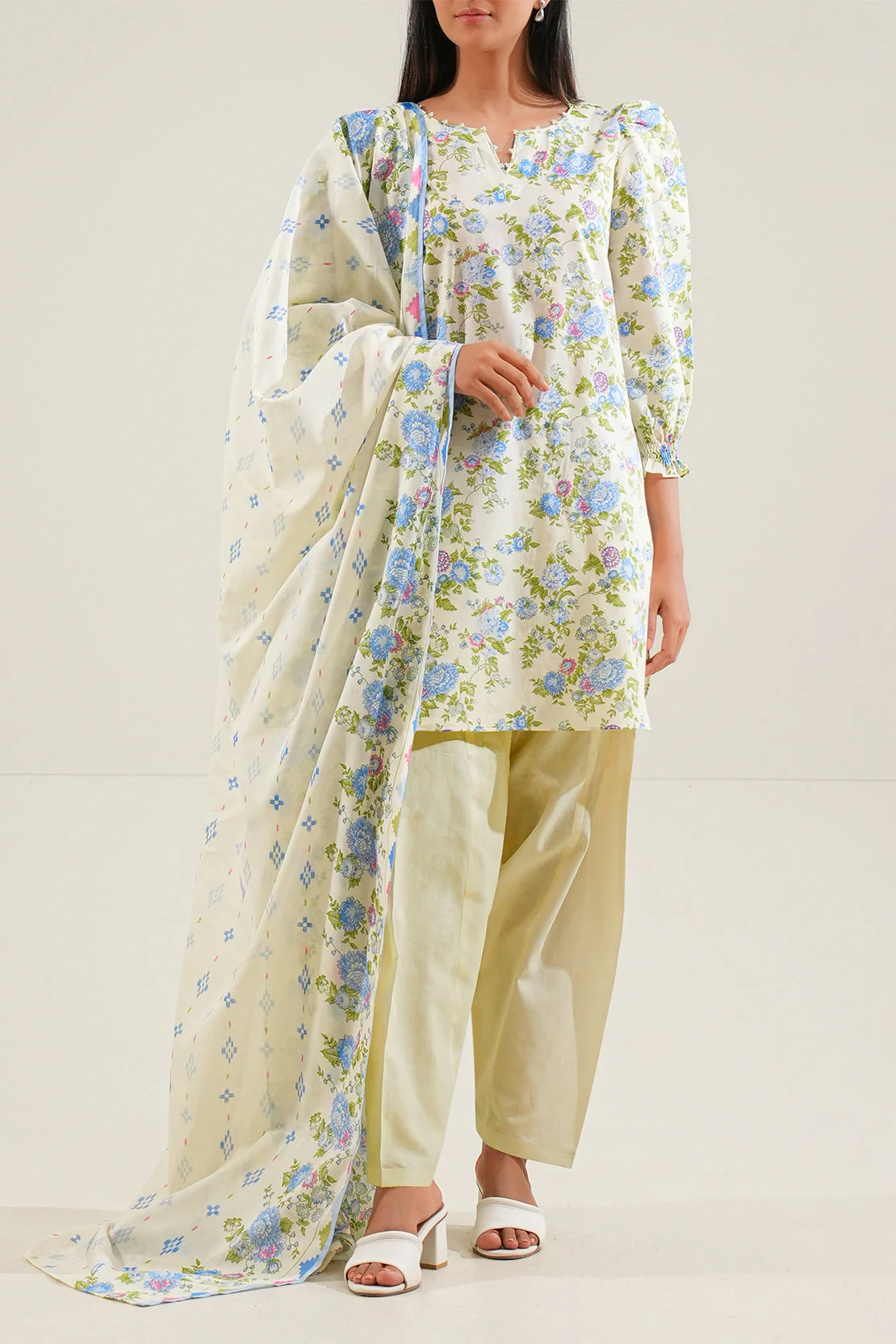 Unstitched Printed Lawn 3 Piece