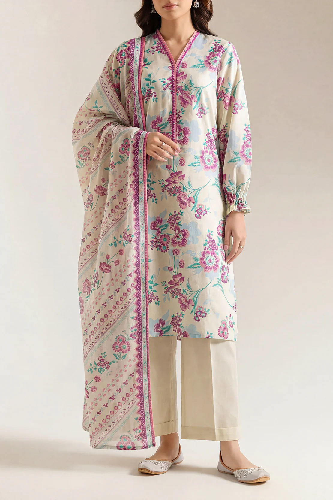 Unstitched Printed Lawn 3 Piece - Image 2