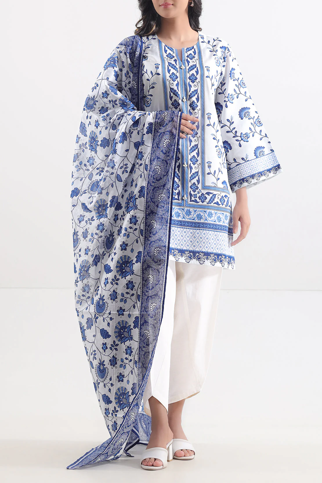 Unstitched Printed Lawn 3 Piece