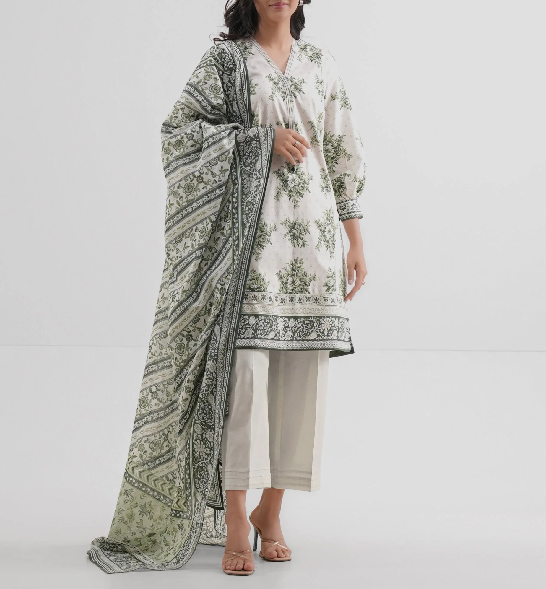 Unstitched Printed Lawn 3 Piece