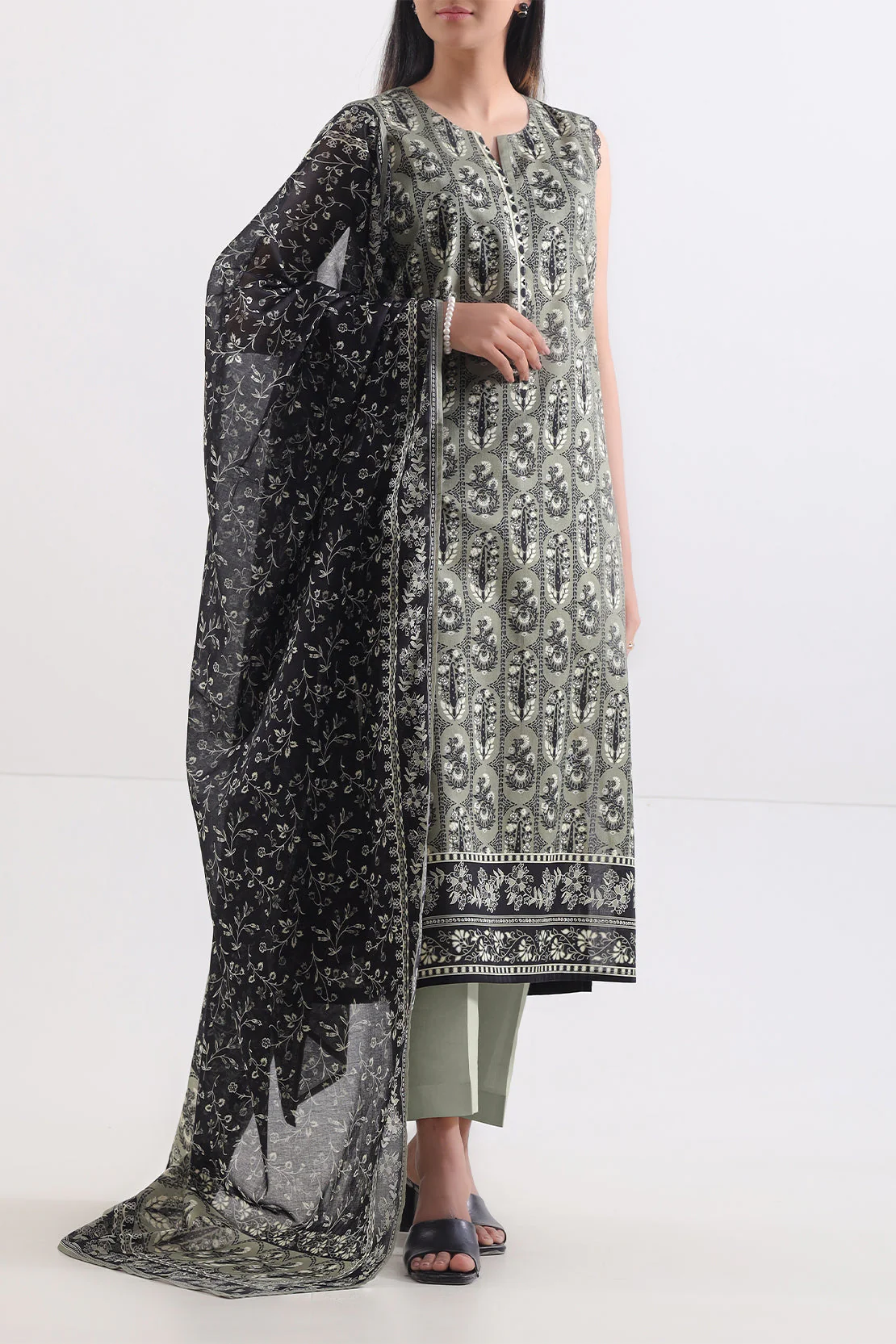 Unstitched Printed Lawn 3 Piece