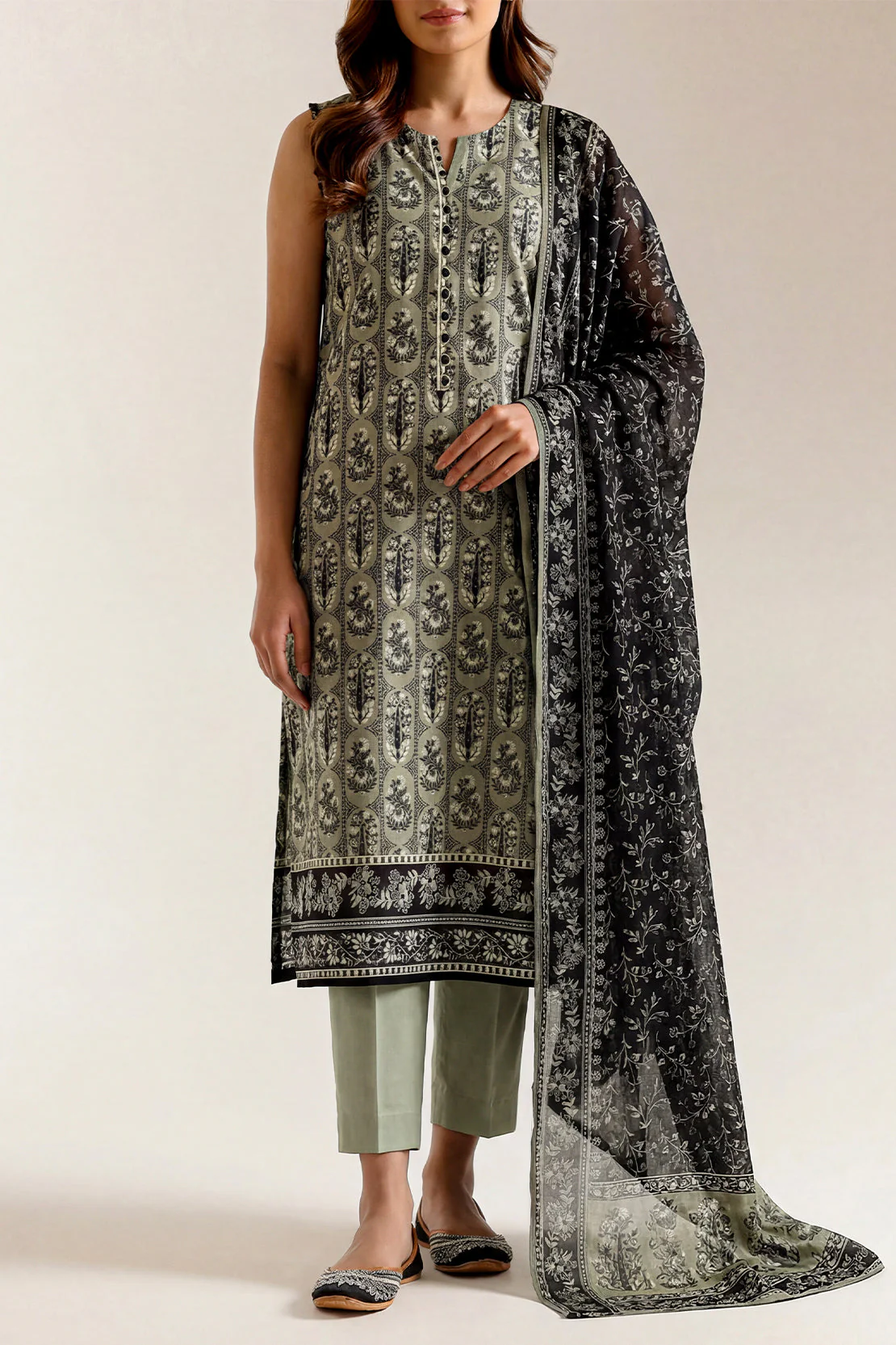 Unstitched Printed Lawn 3 Piece