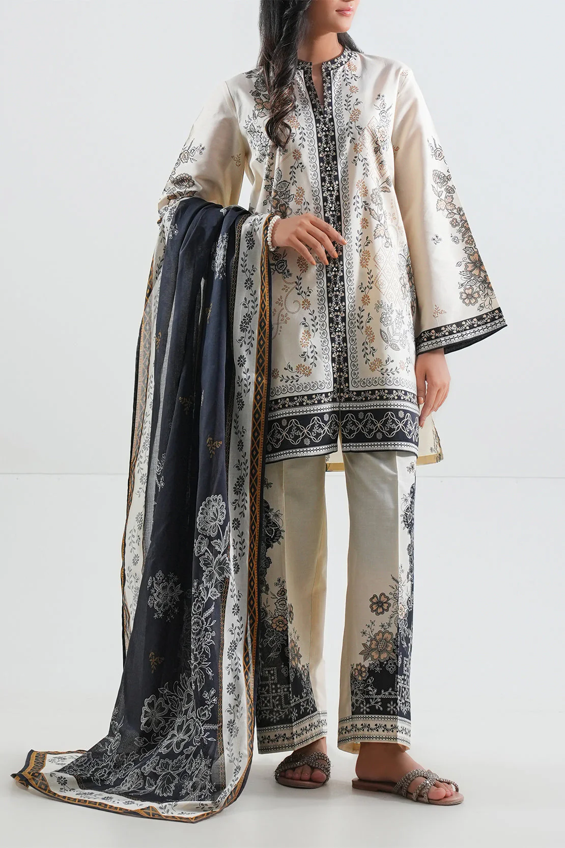 Unstitched Printed Lawn 3 Piece