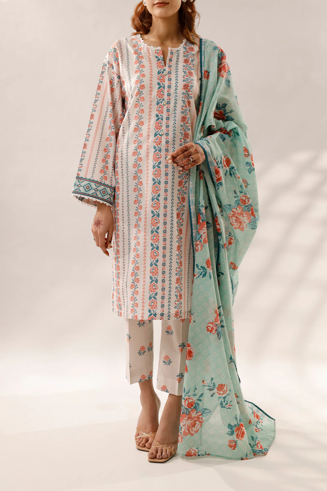 Unstitched Printed Lawn 3 Piece