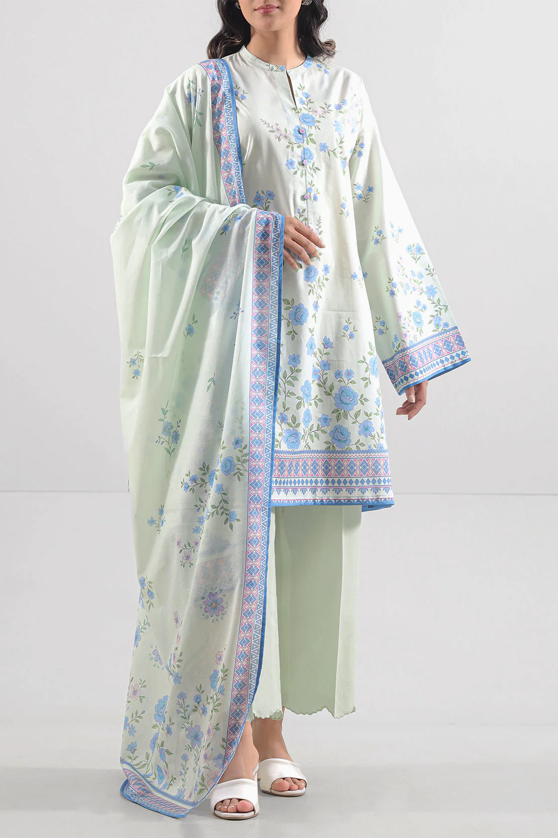 Unstitched Printed Lawn 3 Piece