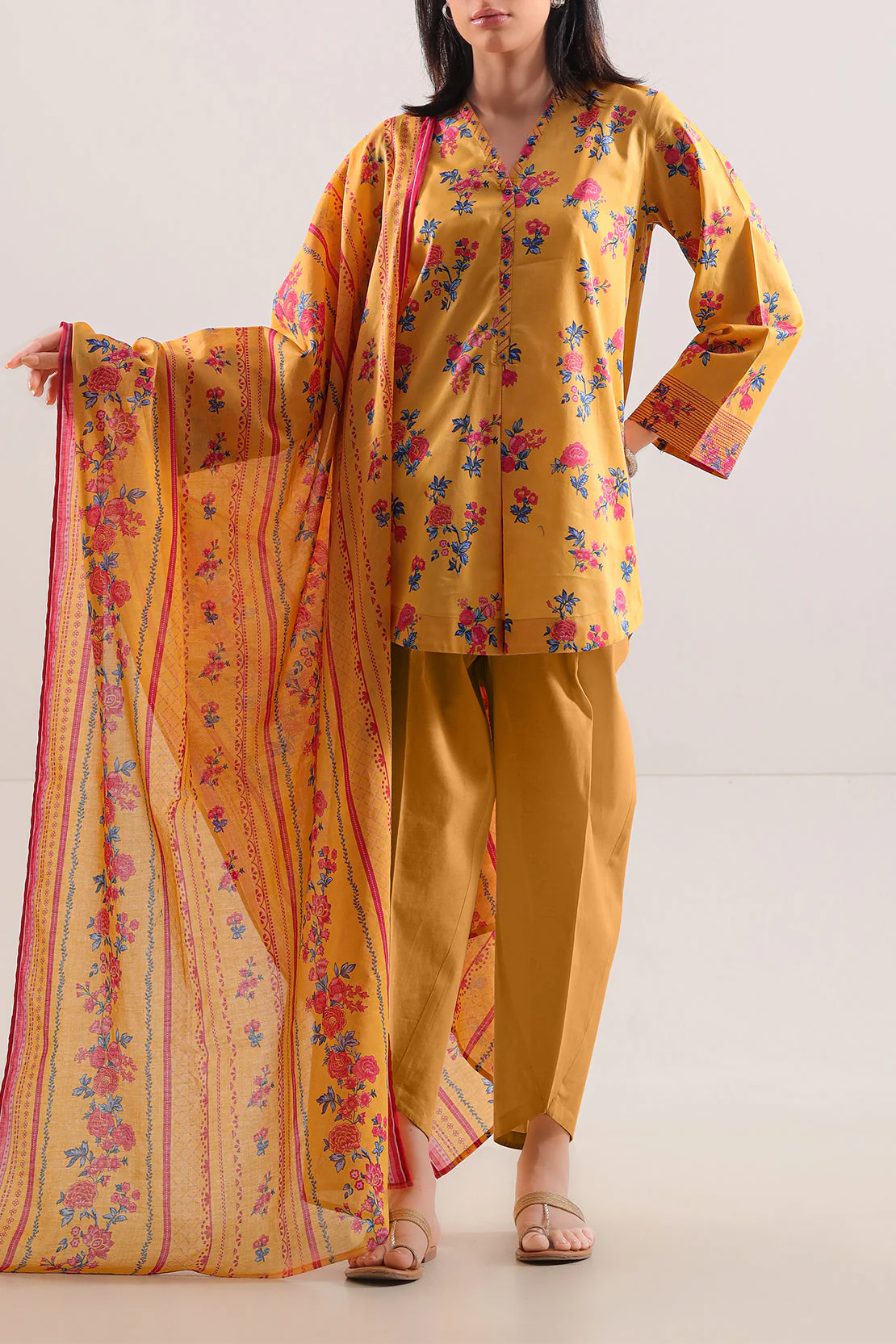 Unstitched Printed Lawn 3 Piece
