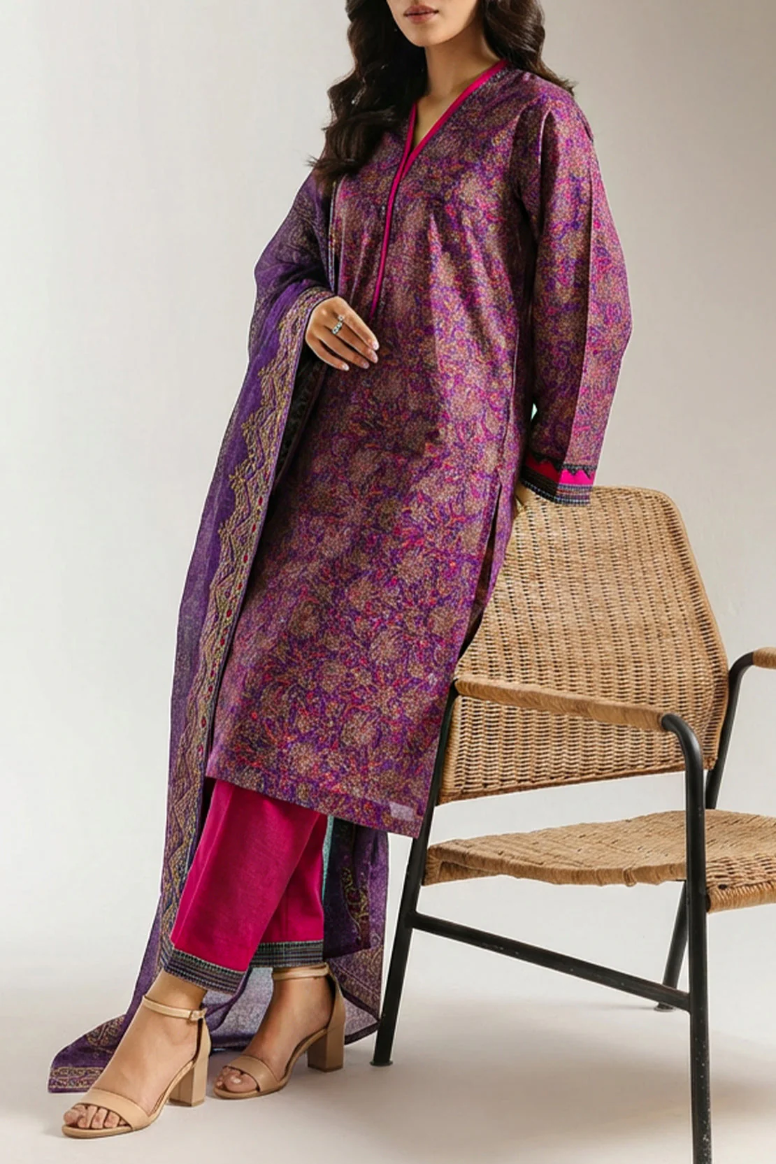 Unstitched Printed Lawn 3 Piece
