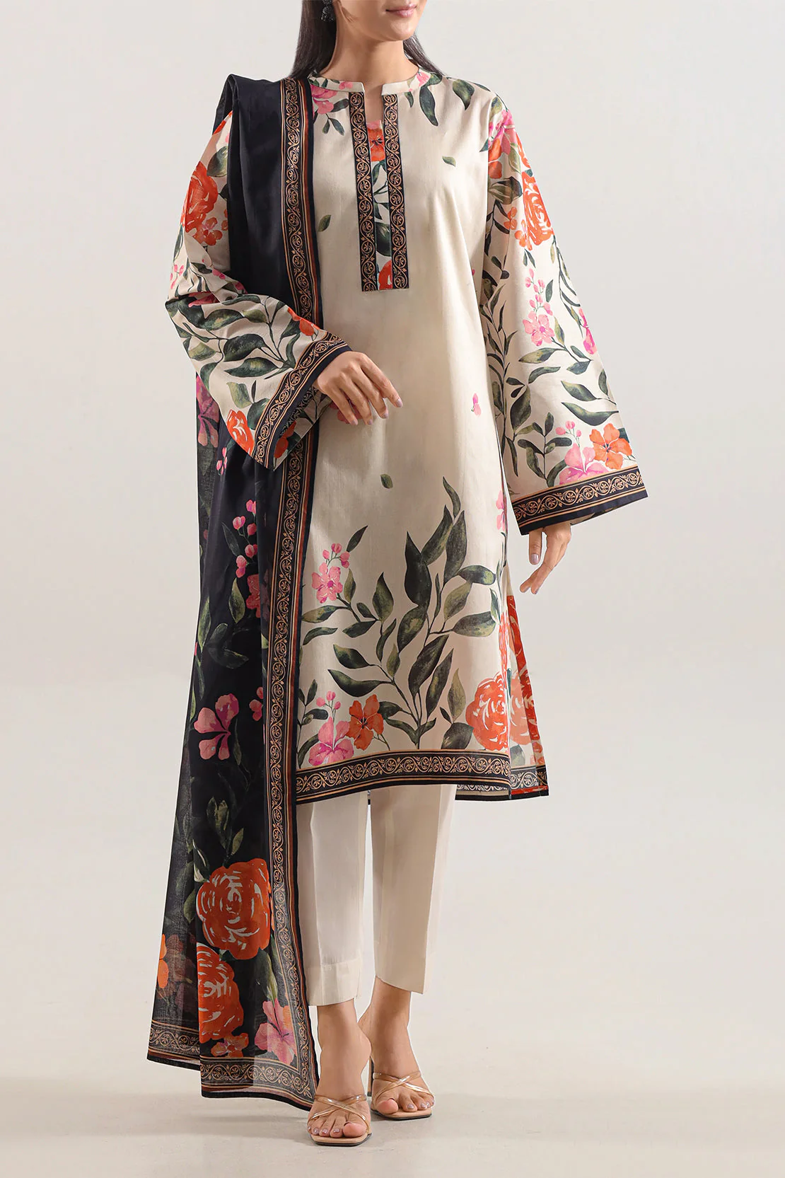 Unstitched Printed Lawn 3 Piece