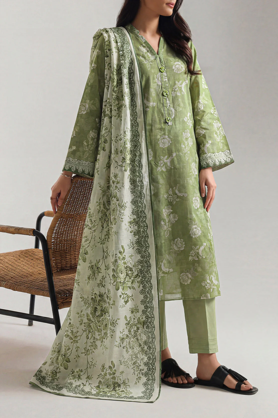 Unstitched Printed Lawn 3 Piece