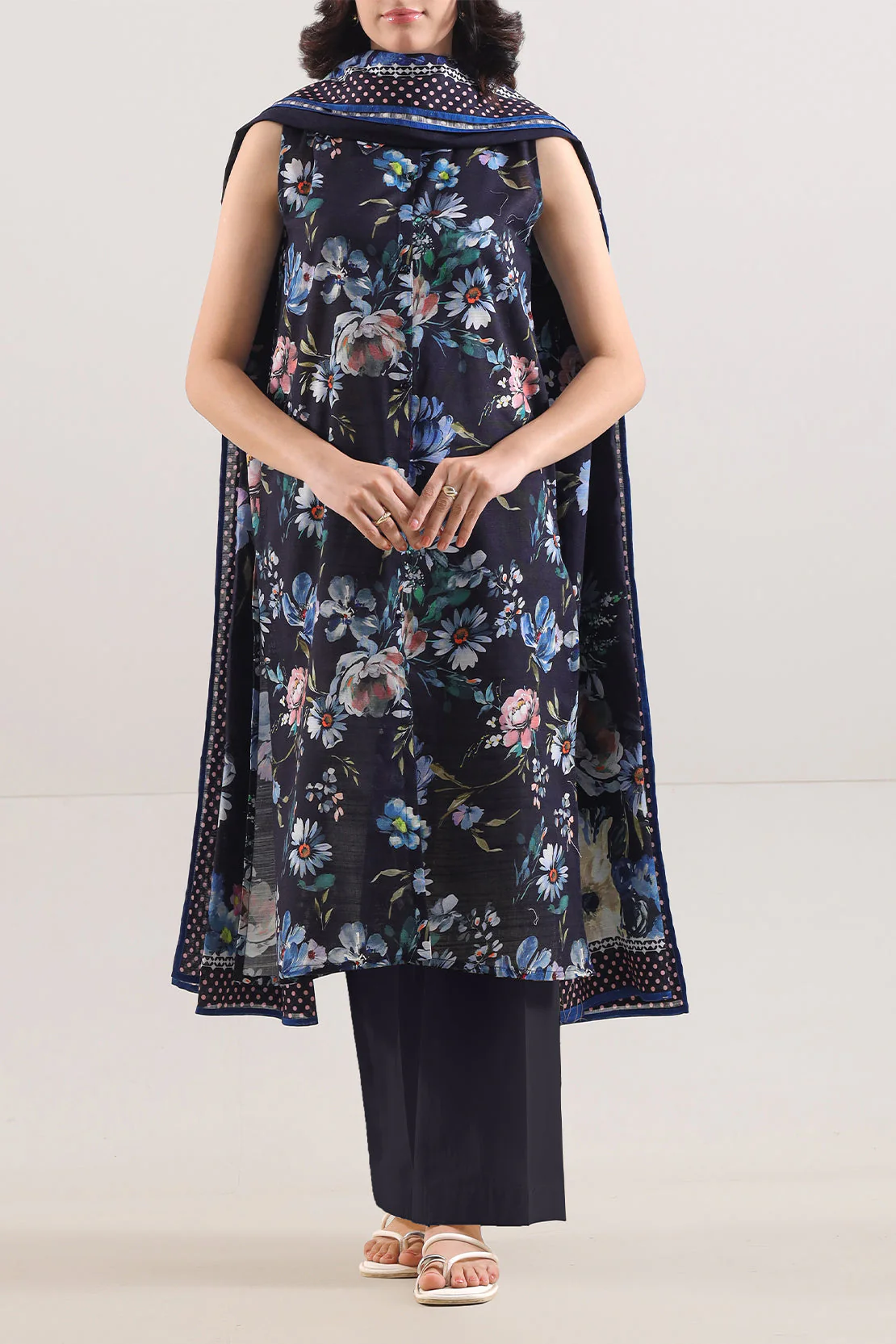 Unstitched Printed Cotton Khaddar 3 Piece