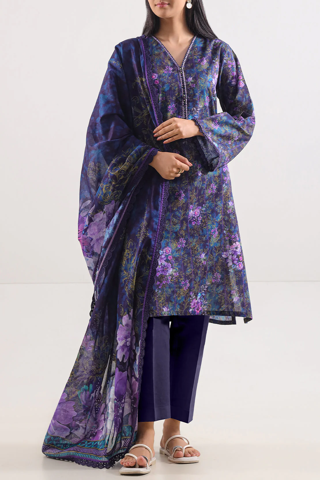 Unstitched Printed Lawn 3 Piece