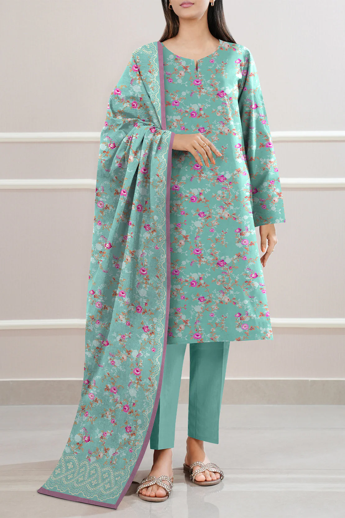 Unstitched Printed Lawn 3 Piece