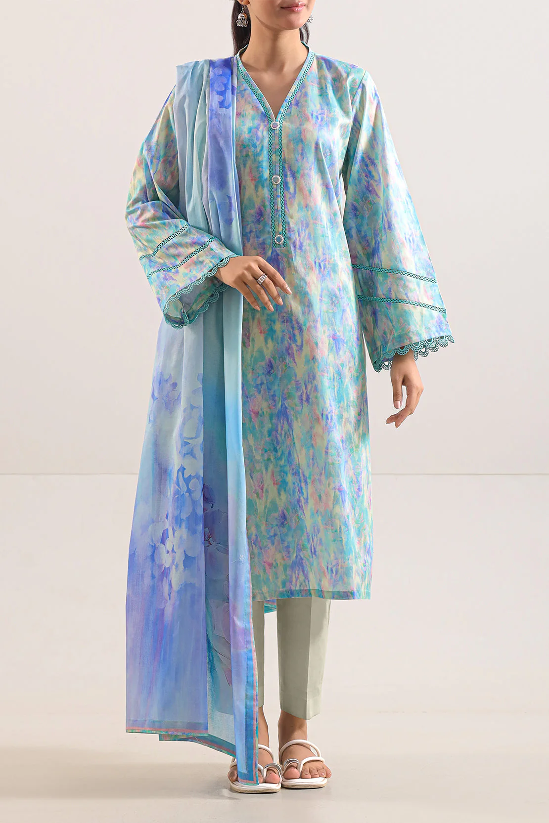 Unstitched Printed Lawn 3 Piece