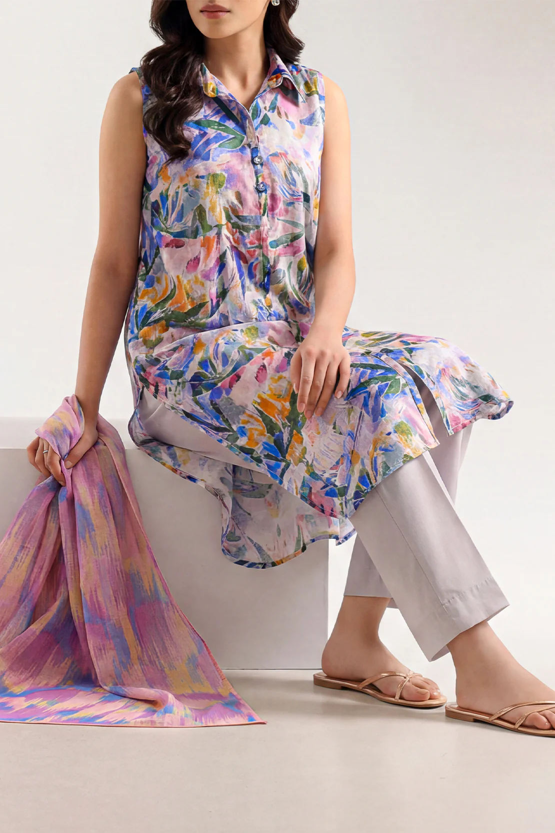 Unstitched Printed Lawn 3 Piece