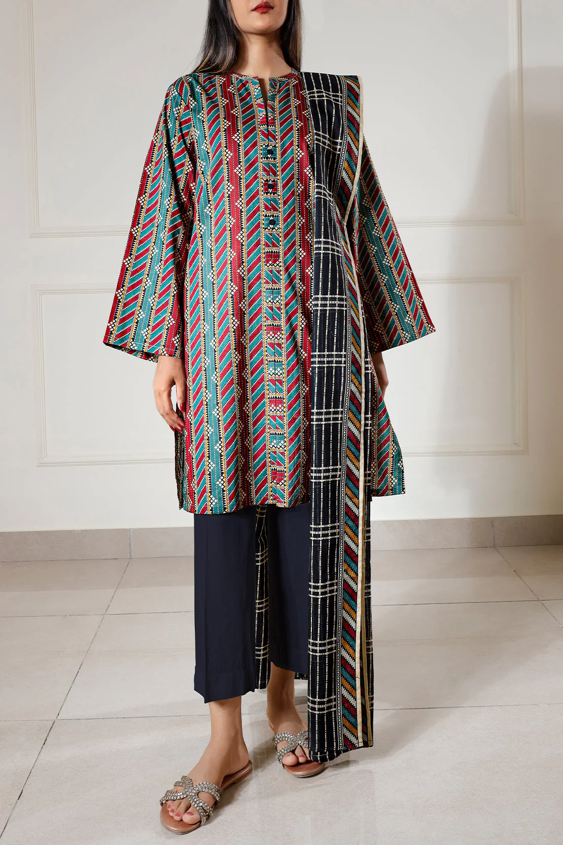Unstitched Printed Lawn 3 Piece
