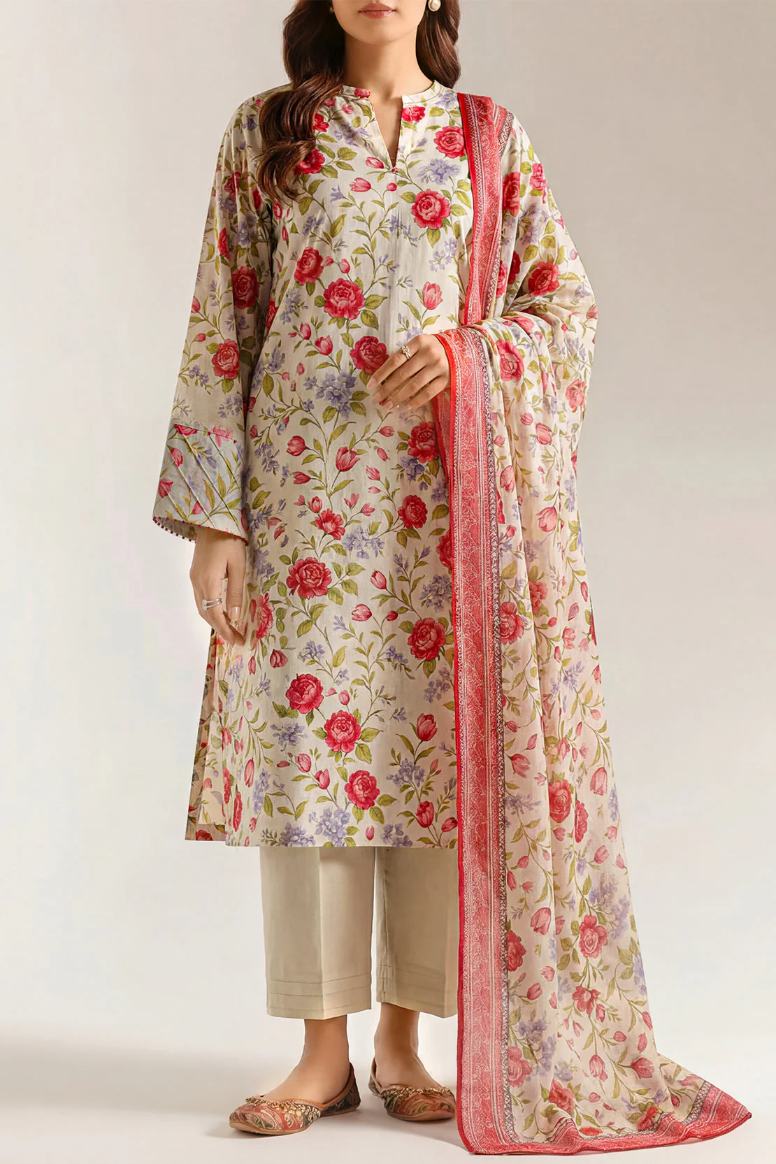 Unstitched Printed Lawn 3 Piece