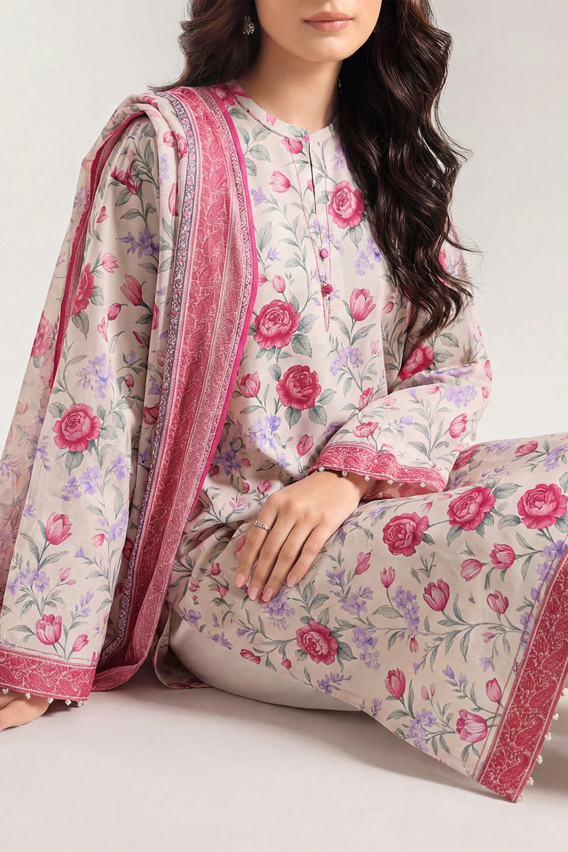 Unstitched Printed Lawn 3 Piece
