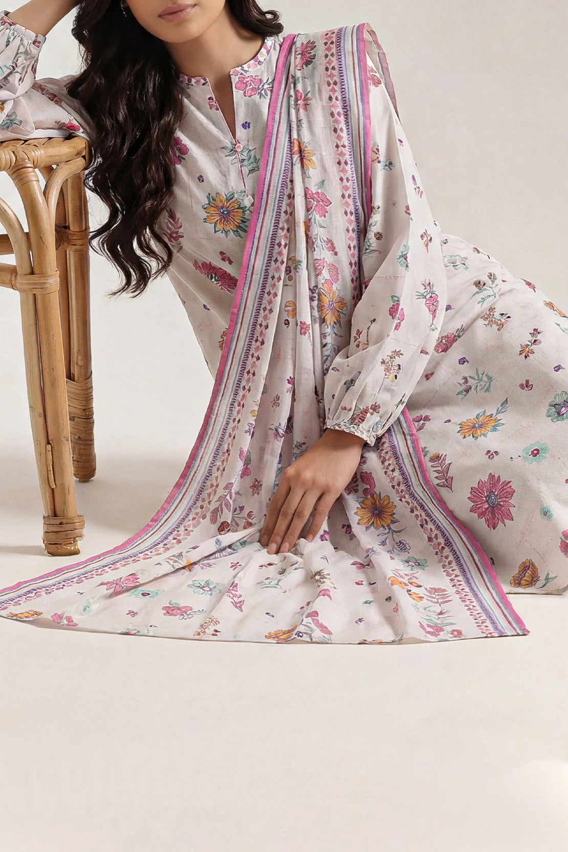 Unstitched Printed Lawn 3 Piece
