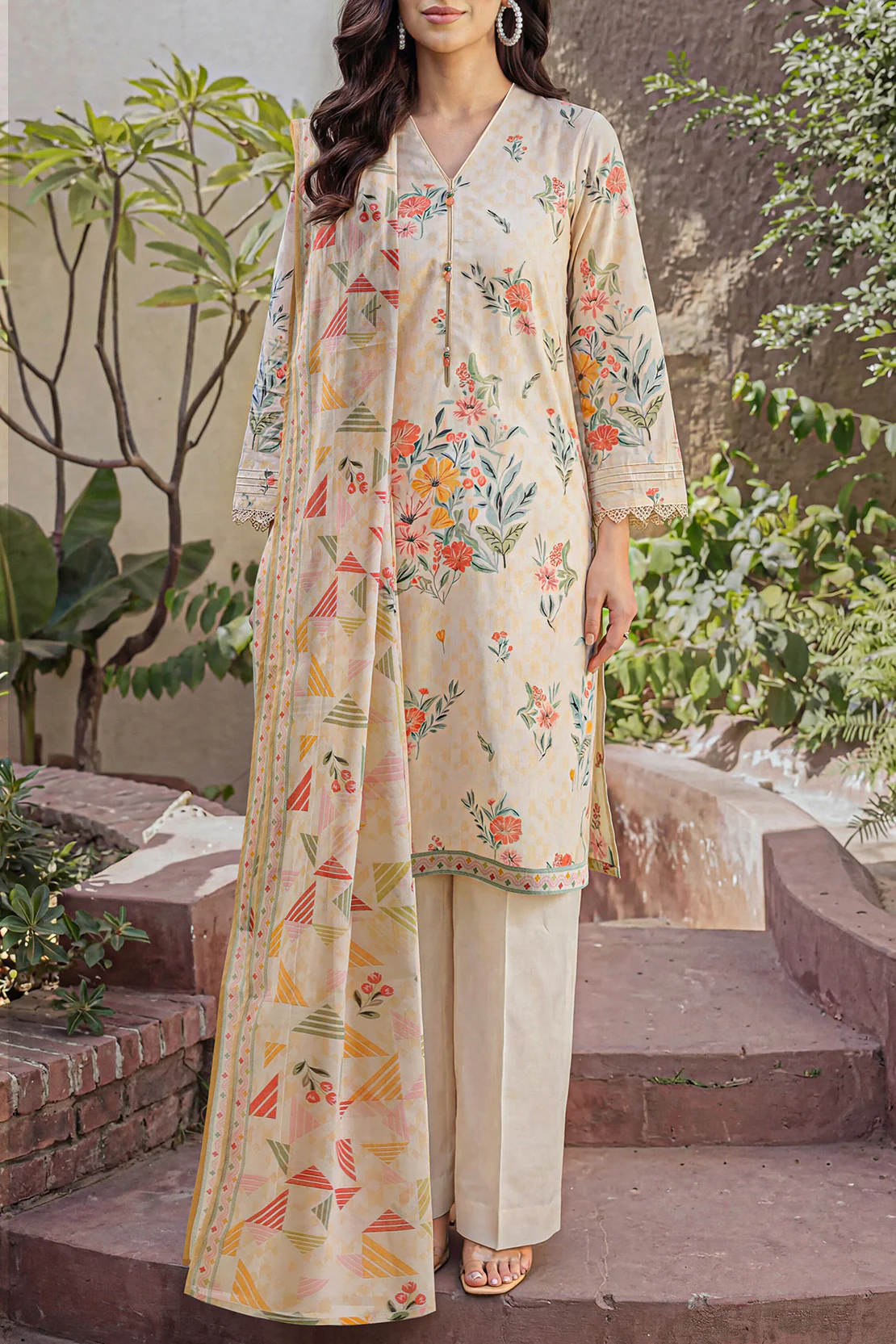 Unstitched Printed Lawn 3 Piece