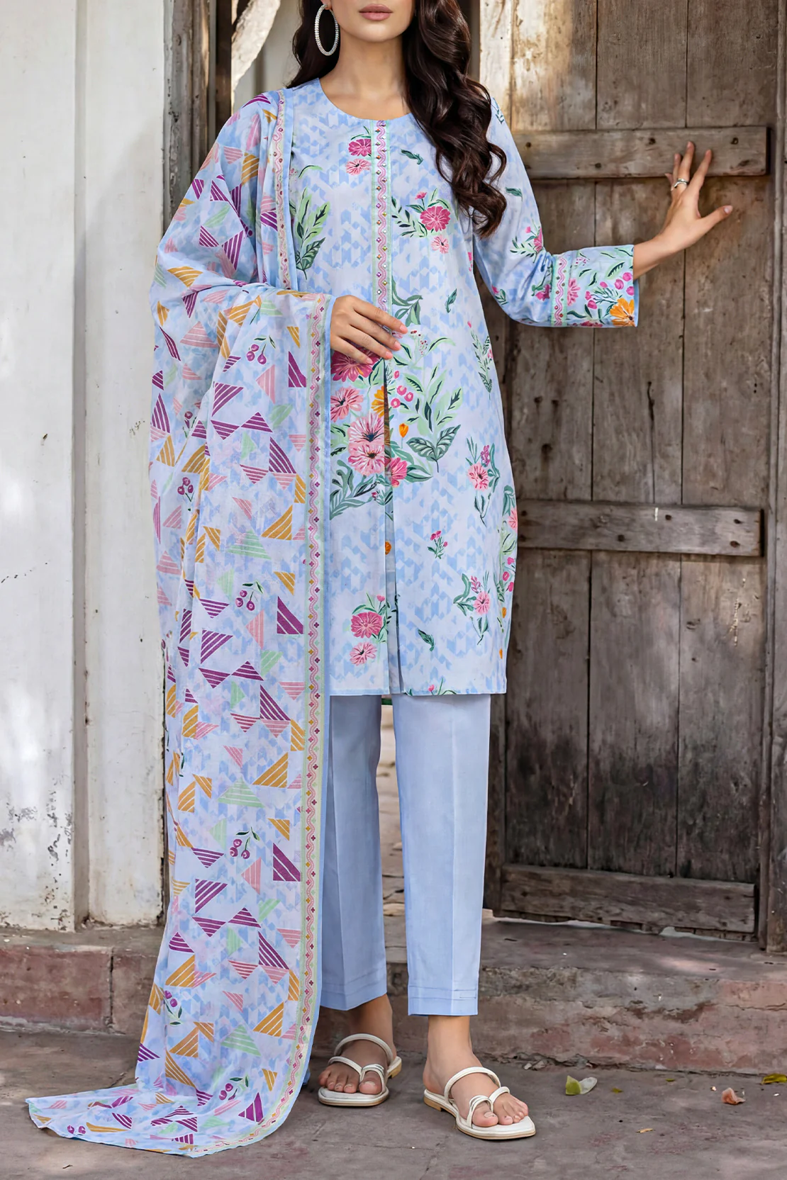 Unstitched Printed Lawn 3 Piece