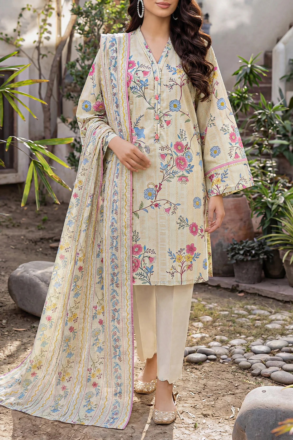 Unstitched Printed Lawn 3 Piece