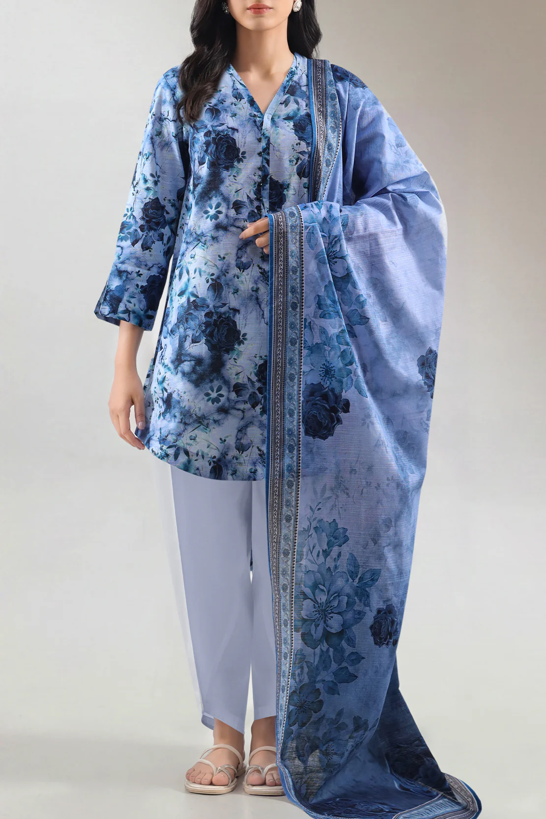 Unstitched Printed Lawn 3 Piece