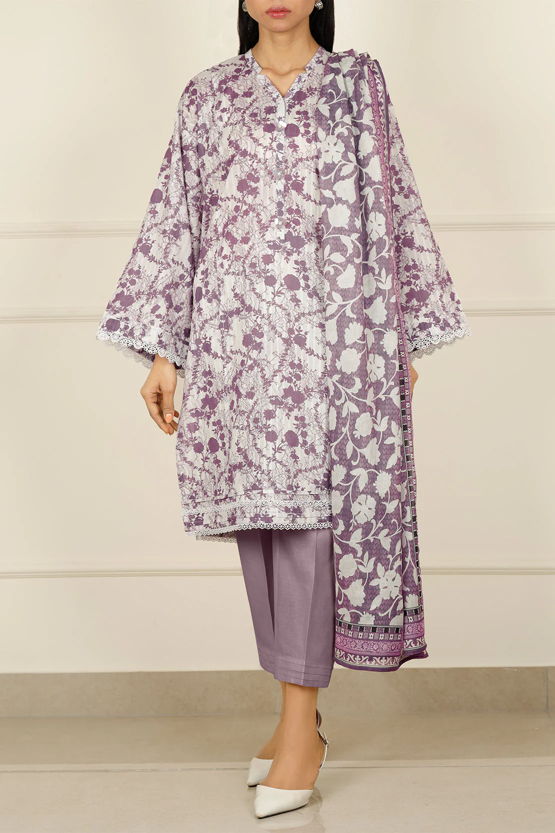 Unstitched Printed Lawn 3 Piece