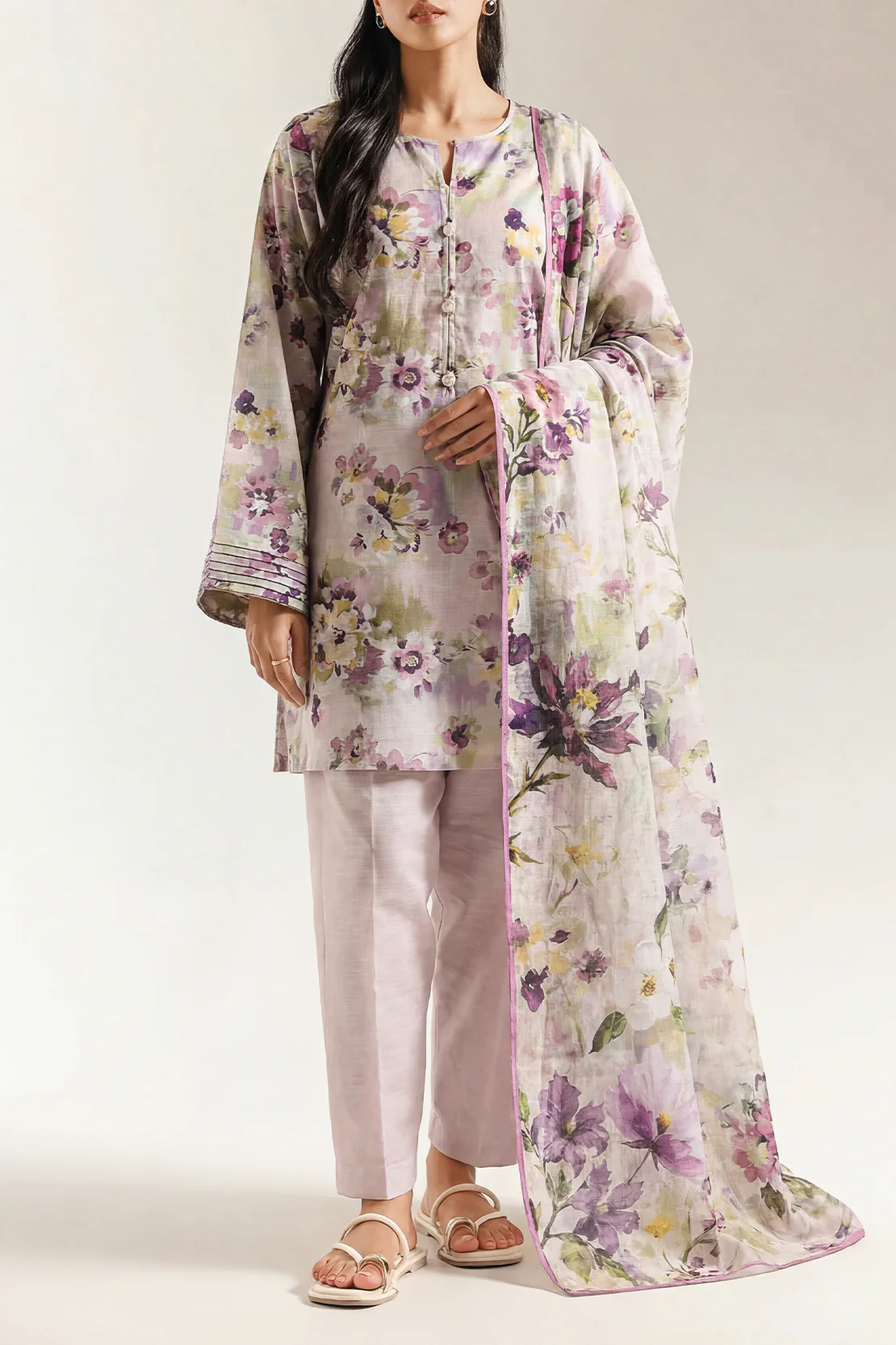 Unstitched Printed Lawn 3 Piece