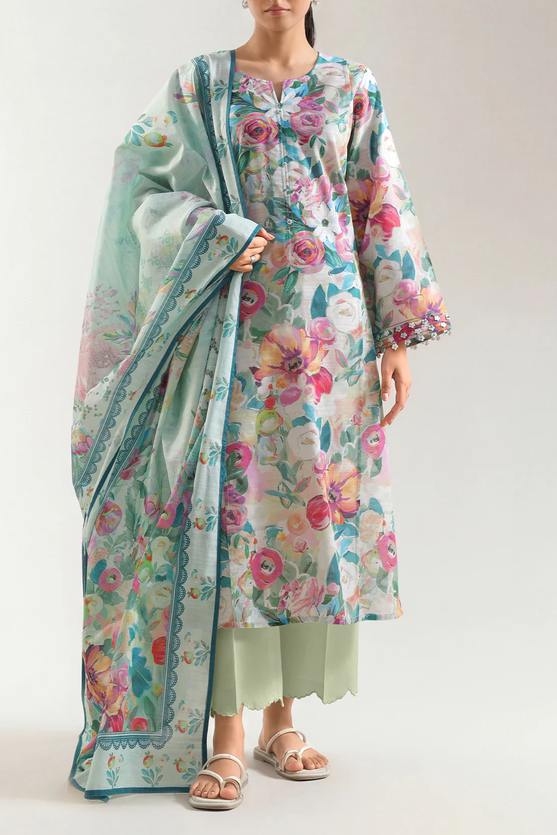Unstitched Printed Lawn 3 Piece