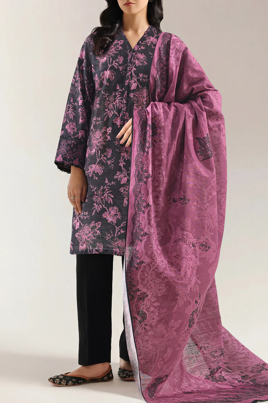 Unstitched Printed Lawn 3 Piece