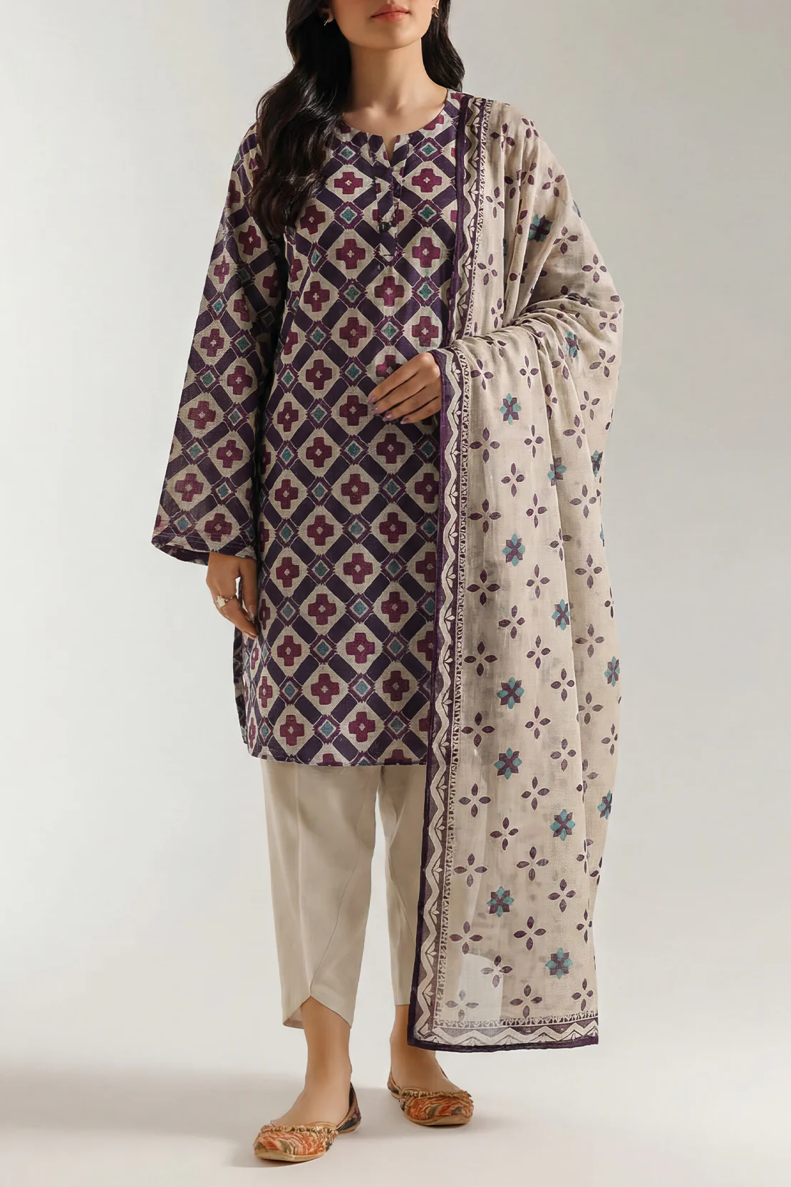 Unstitched Printed Lawn 3 Piece