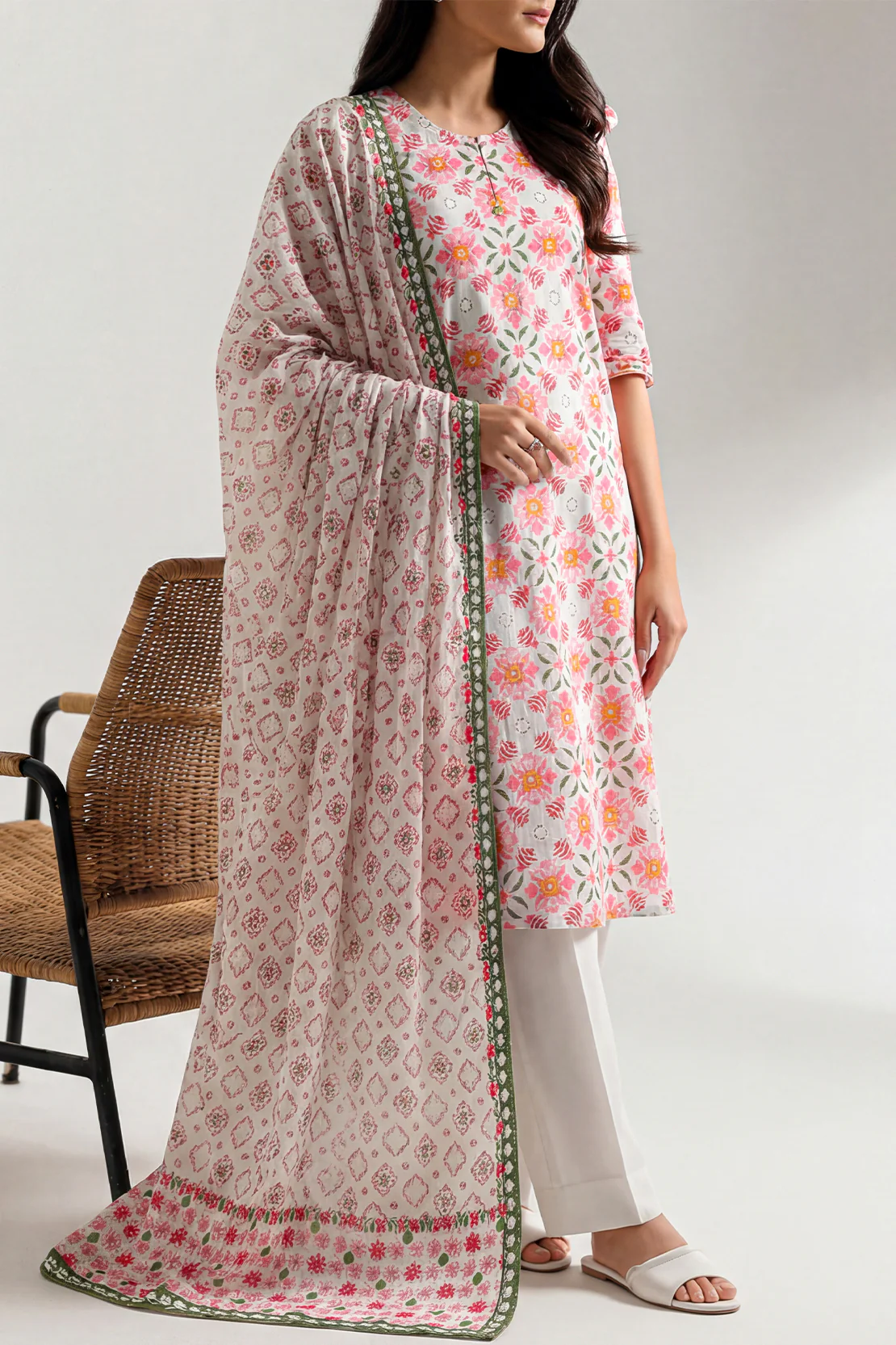 Unstitched Printed Lawn 3 Piece