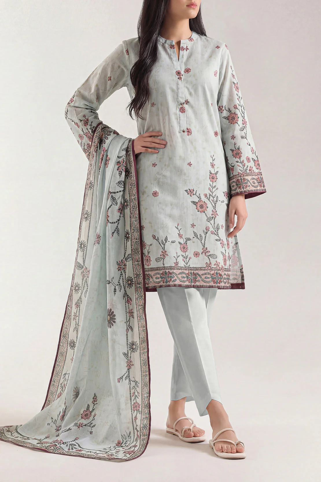 Unstitched Printed Lawn 3 Piece