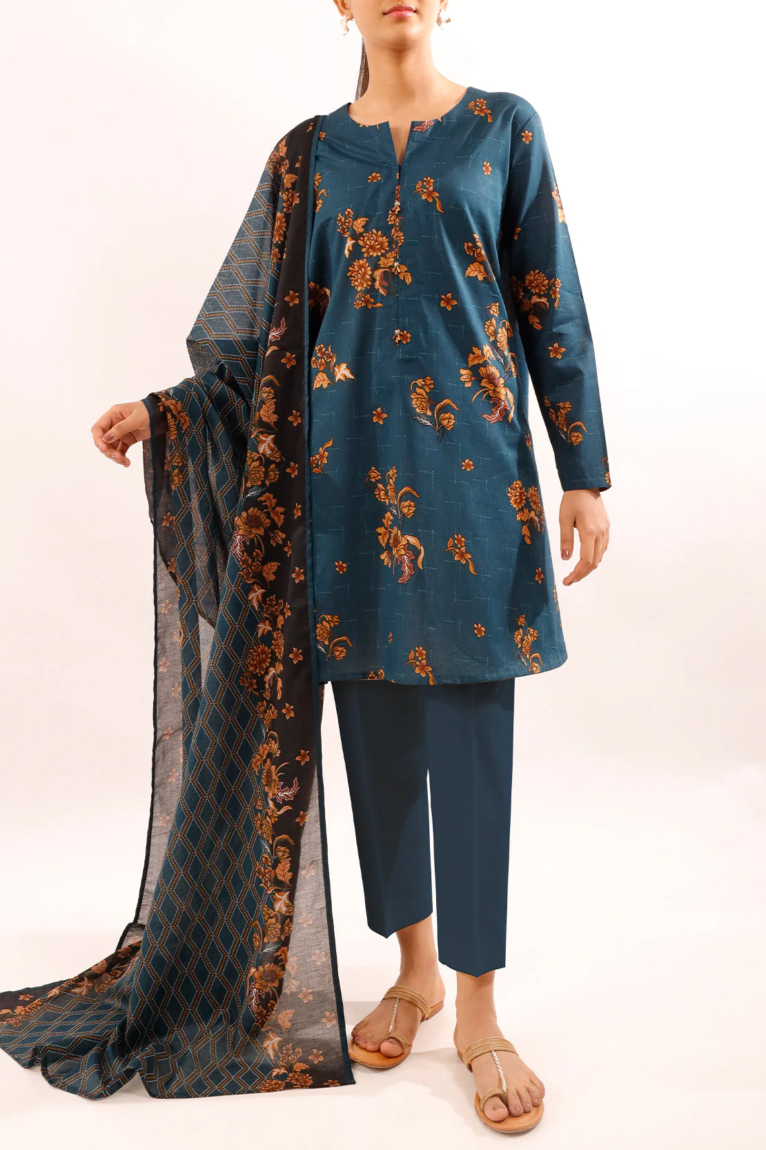 Unstitched Printed Lawn 3 Piece