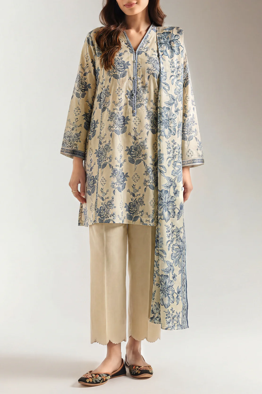 Unstitched Printed Lawn 3 Piece