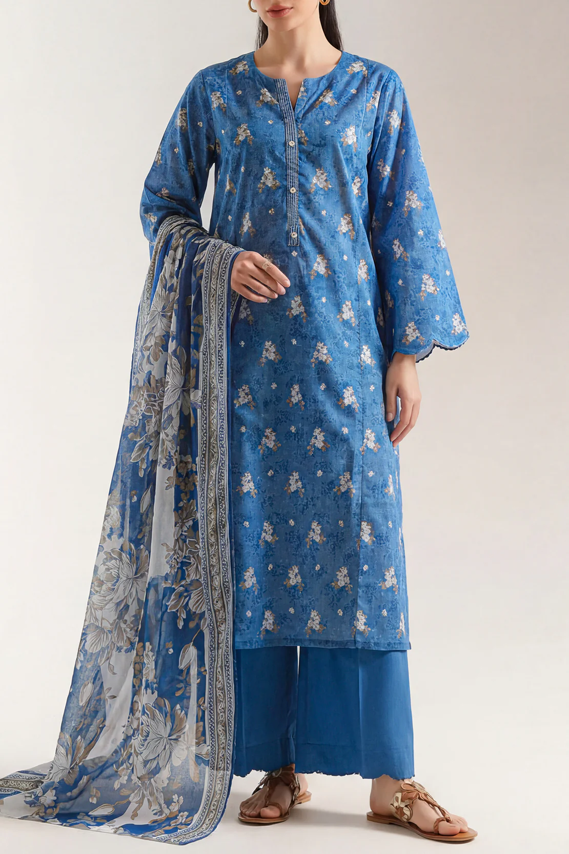 Unstitched Printed Lawn 3 Piece