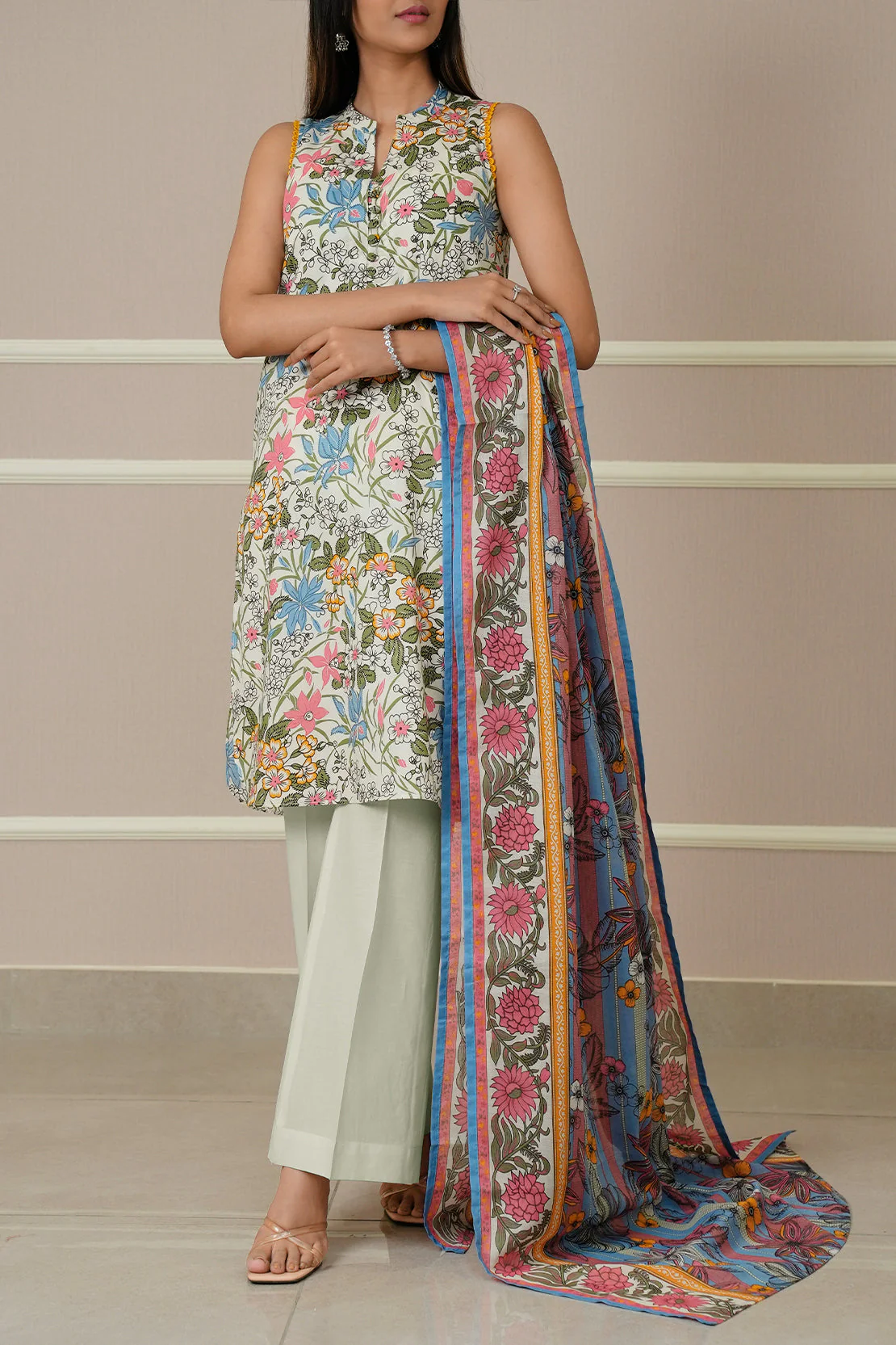 Unstitched Printed Lawn 3 Piece