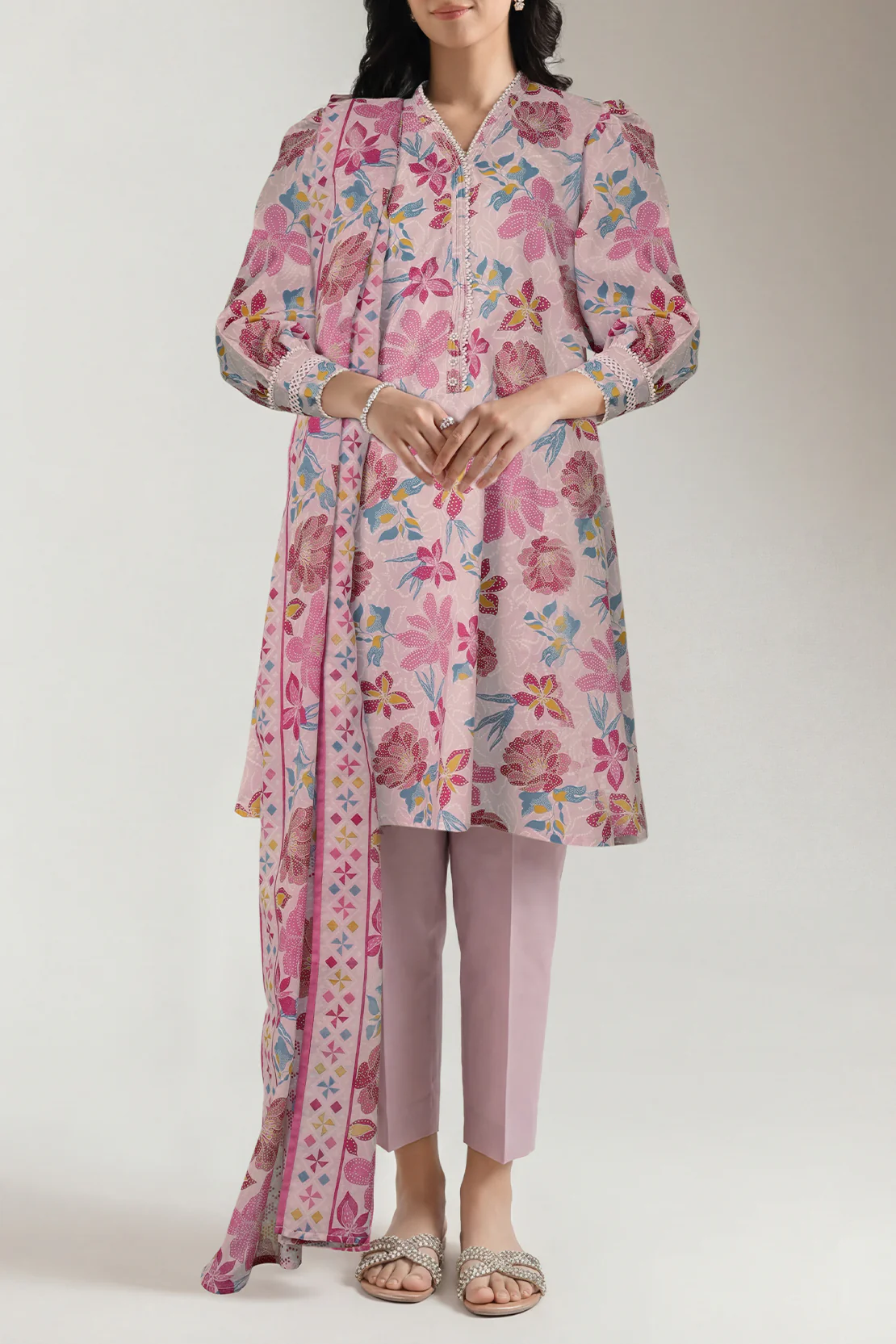 Unstitched Printed Lawn 3 Piece
