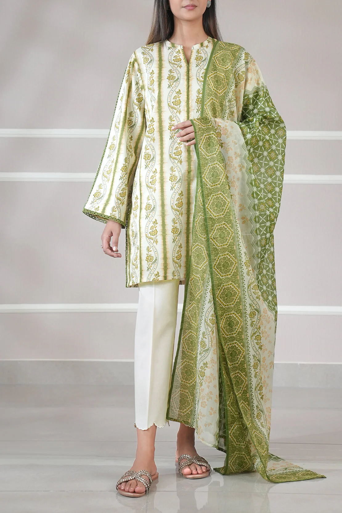 Unstitched Printed Lawn 3 Piece