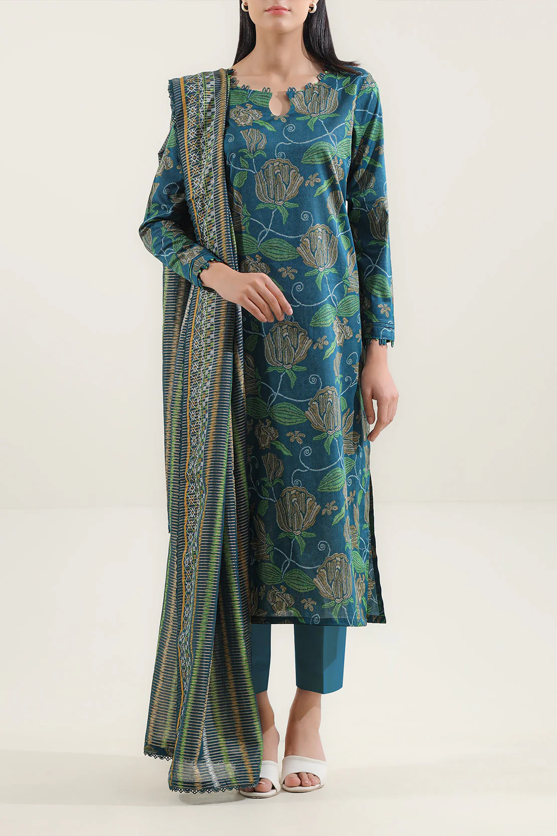 Unstitched Printed Lawn 3 Piece