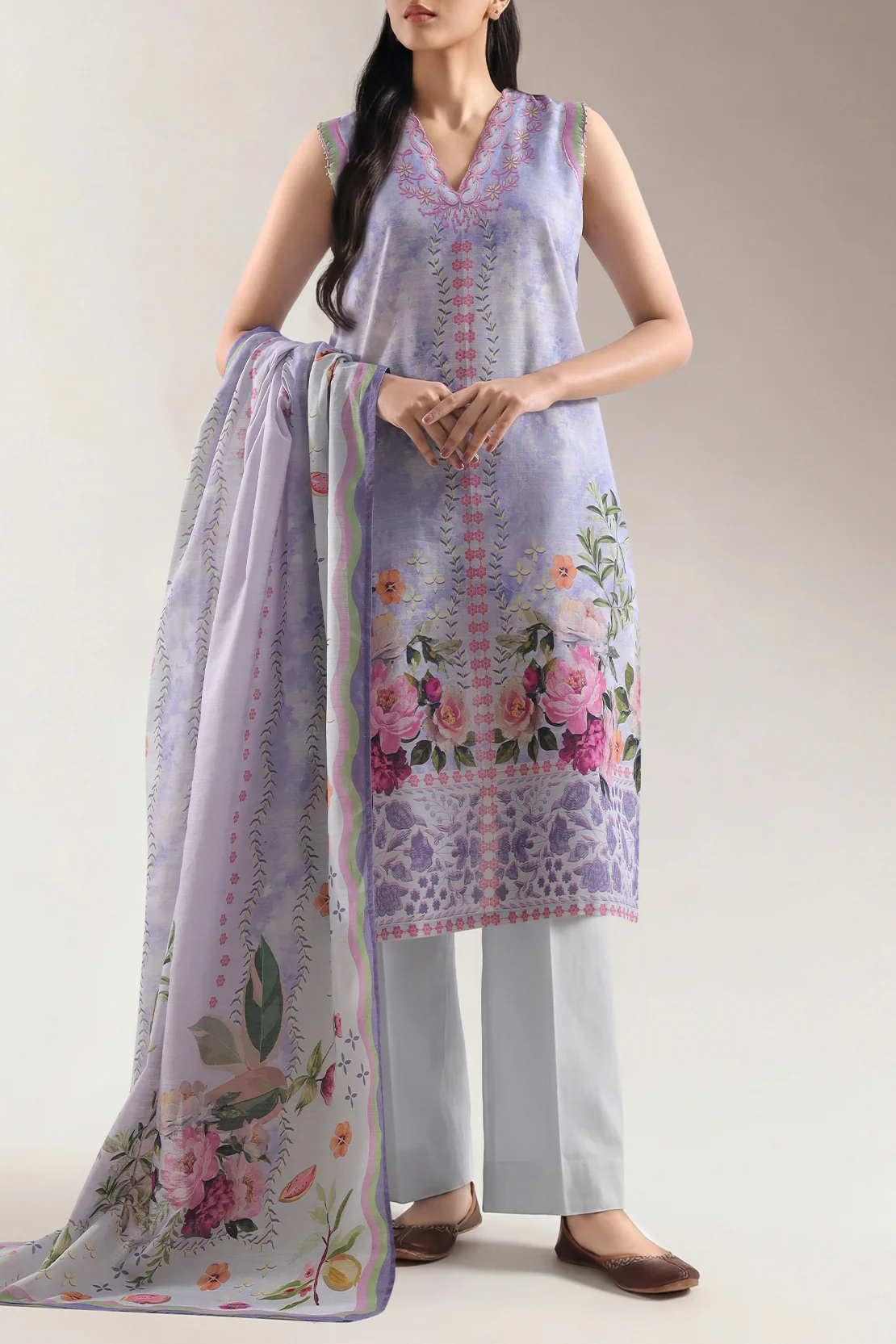 Unstitched Printed Lawn 3 Piece