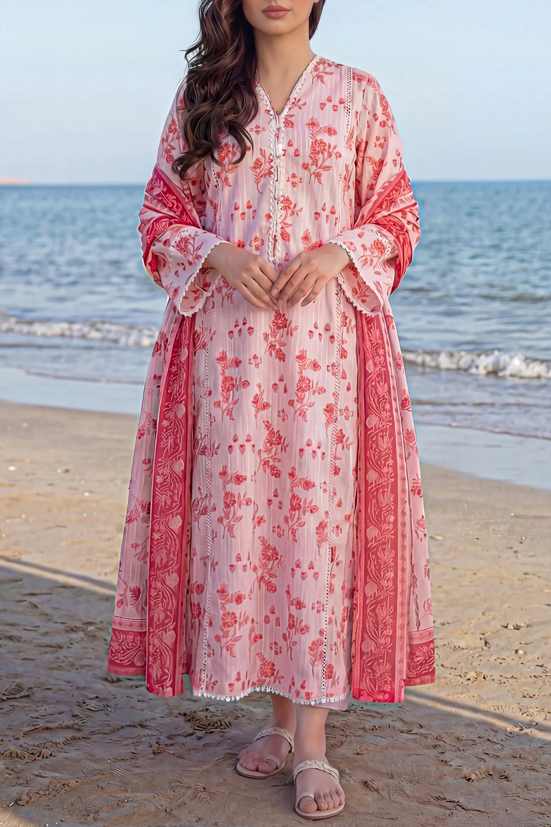 Unstitched Printed Lawn 3 Piece