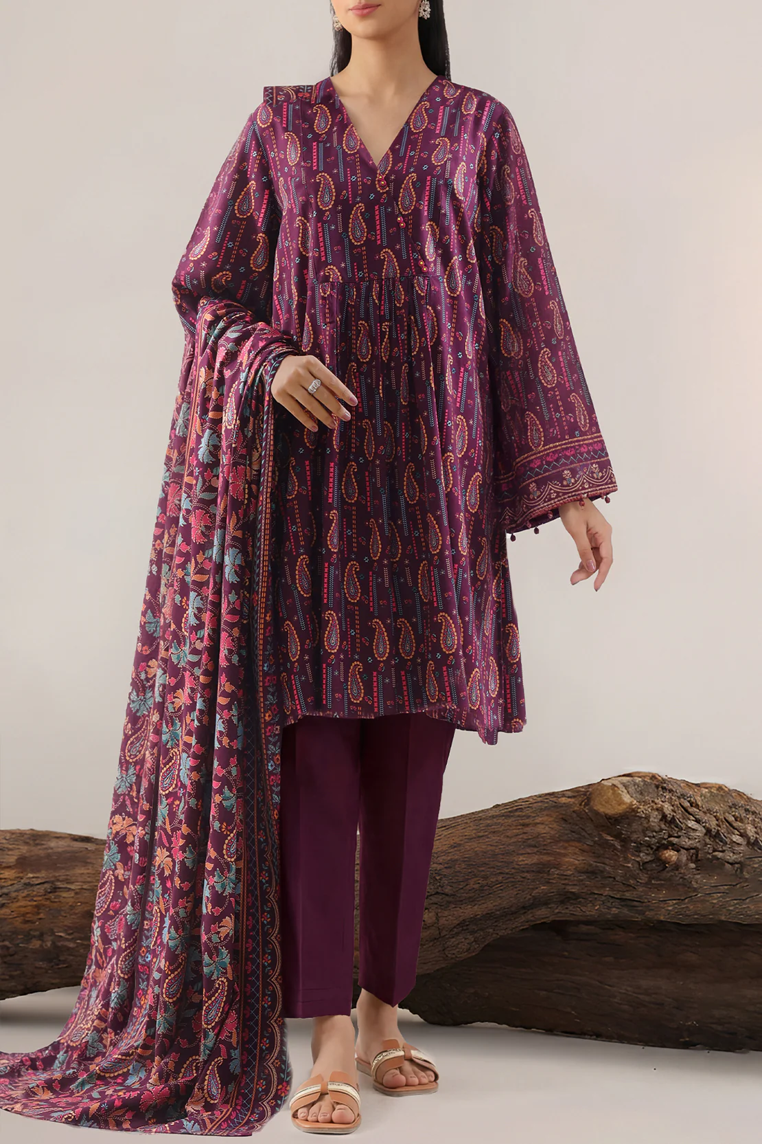 Unstitched Printed Lawn 3 Piece