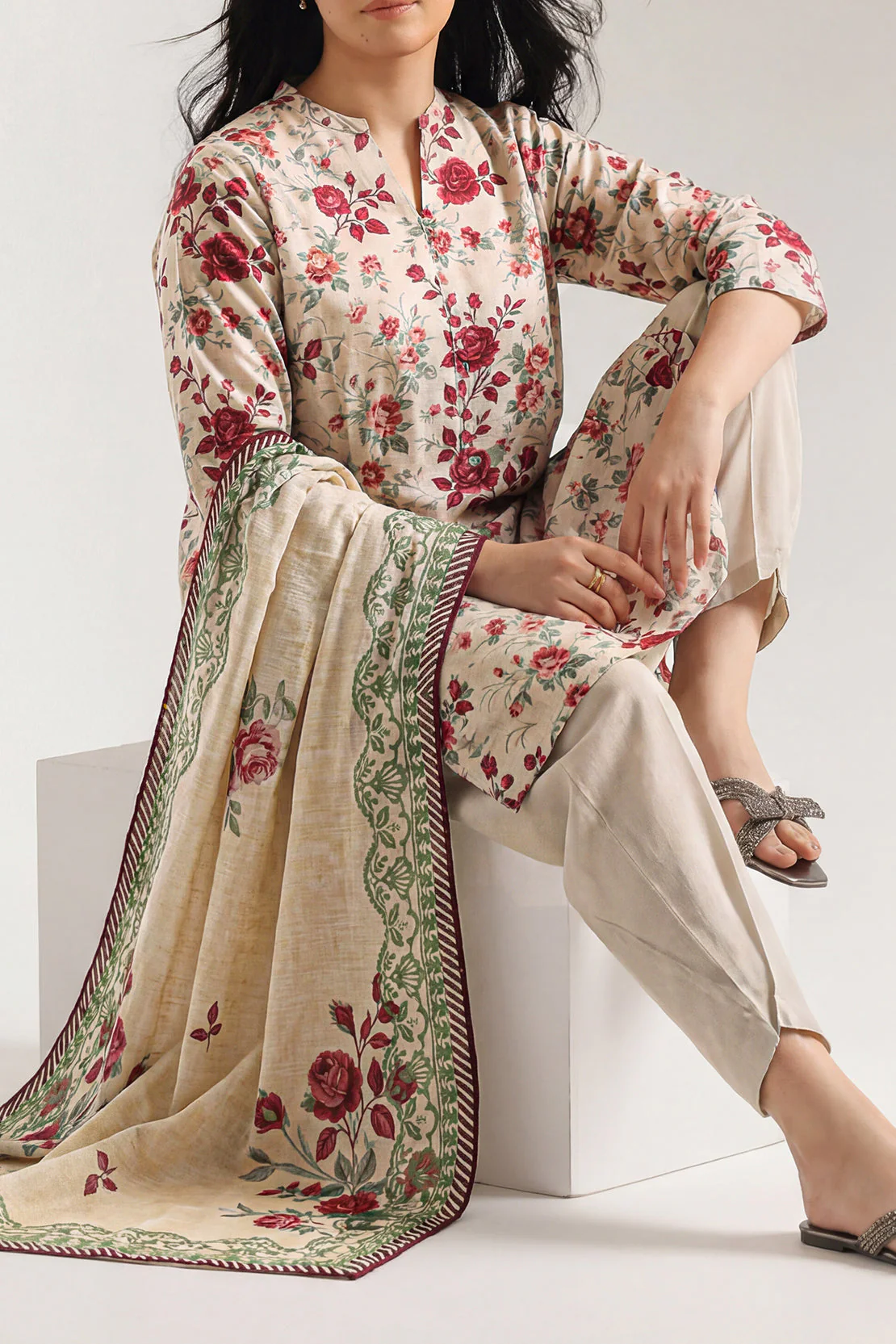 Unstitched Printed Lawn 3 Piece