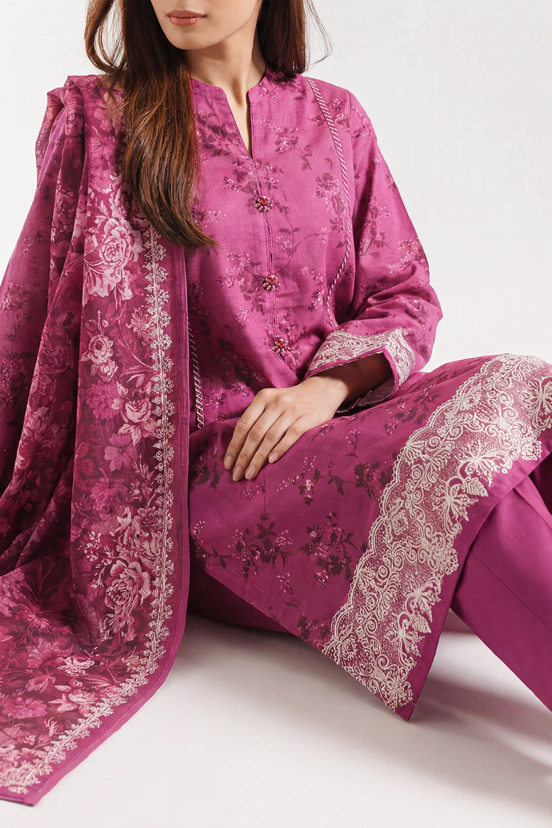Unstitched Printed Lawn 3 Piece
