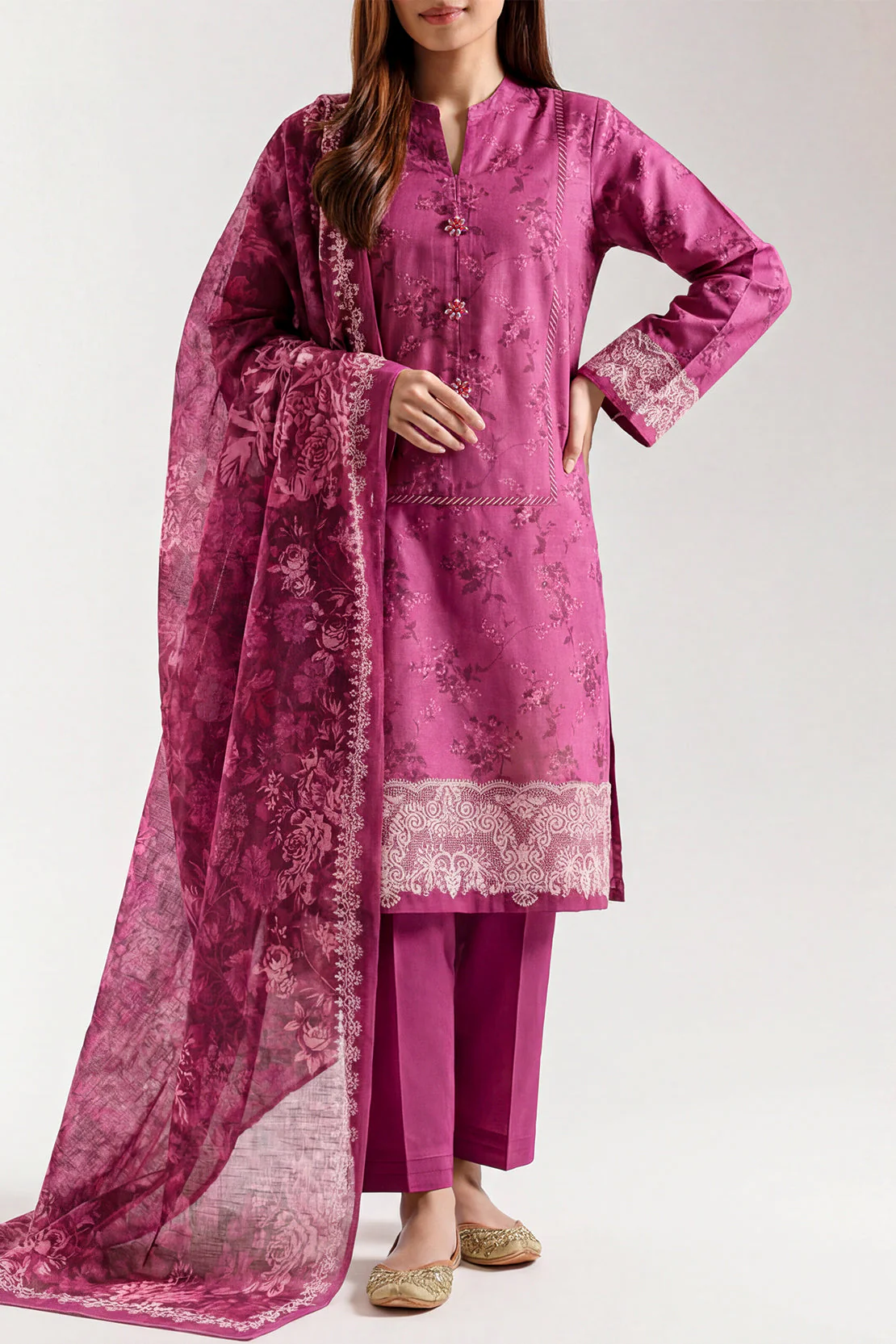 Unstitched Printed Lawn 3 Piece - Image 2