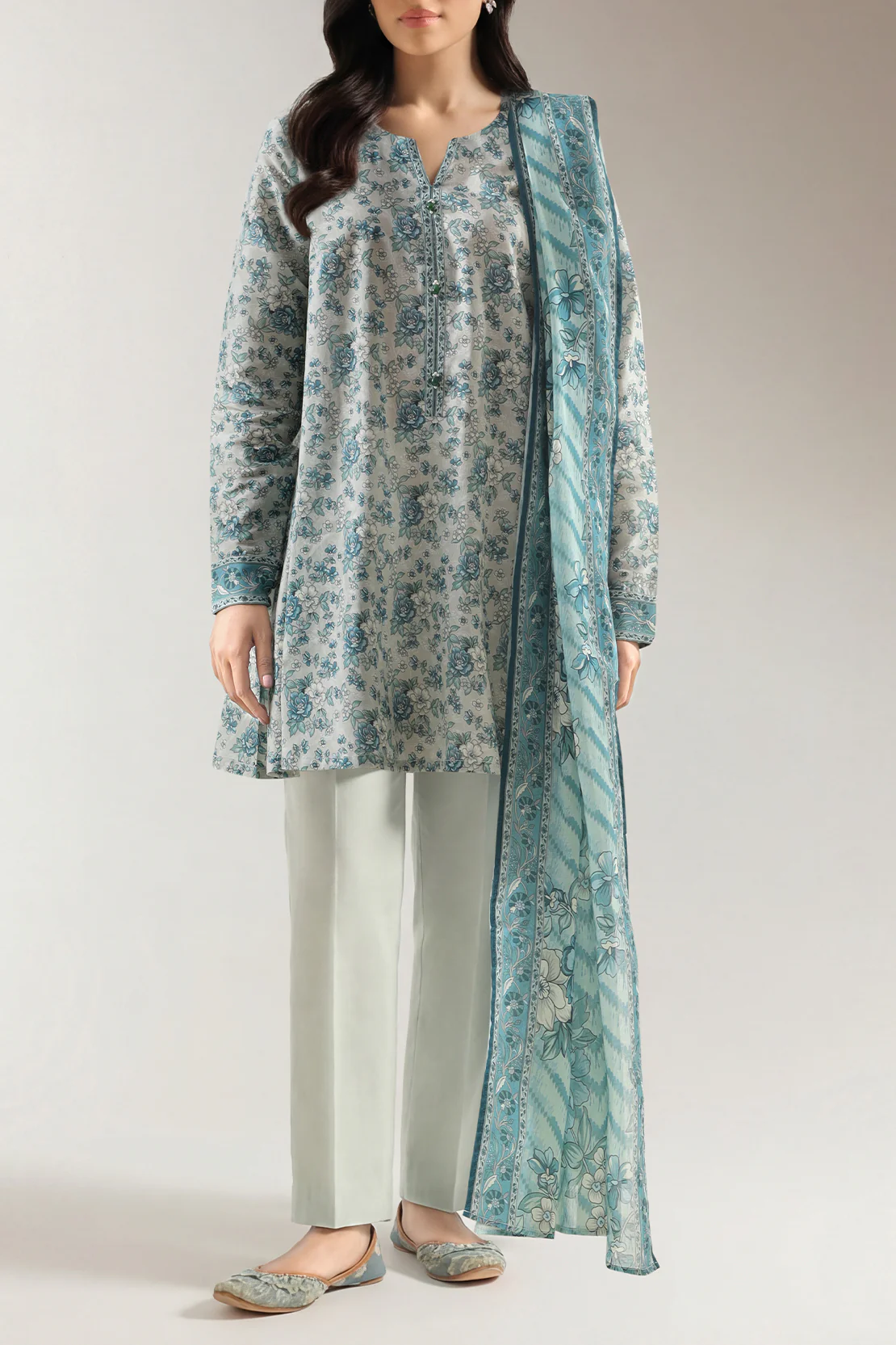 Unstitched Printed Lawn 3 Piece