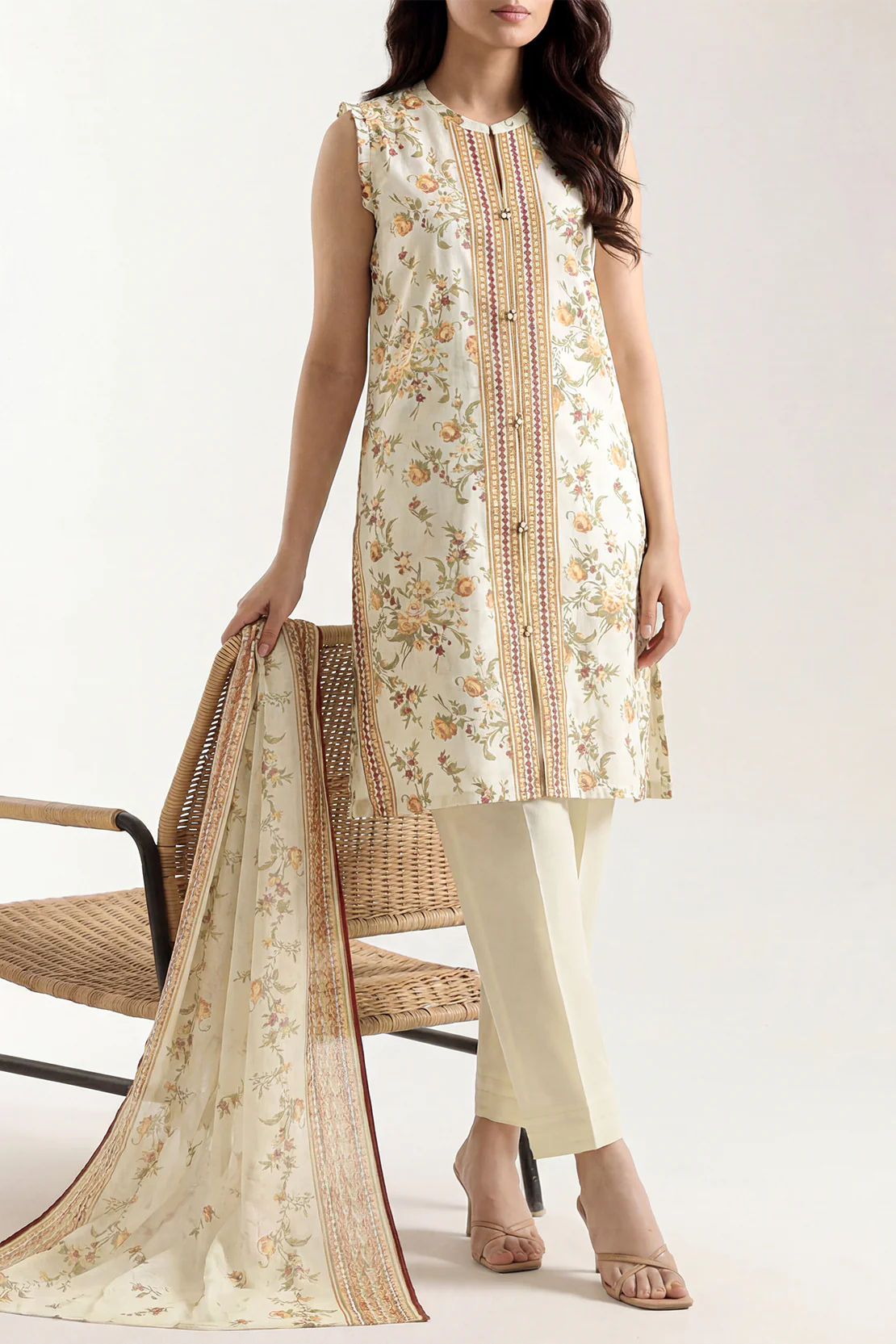 Unstitched Printed Lawn 3 Piece